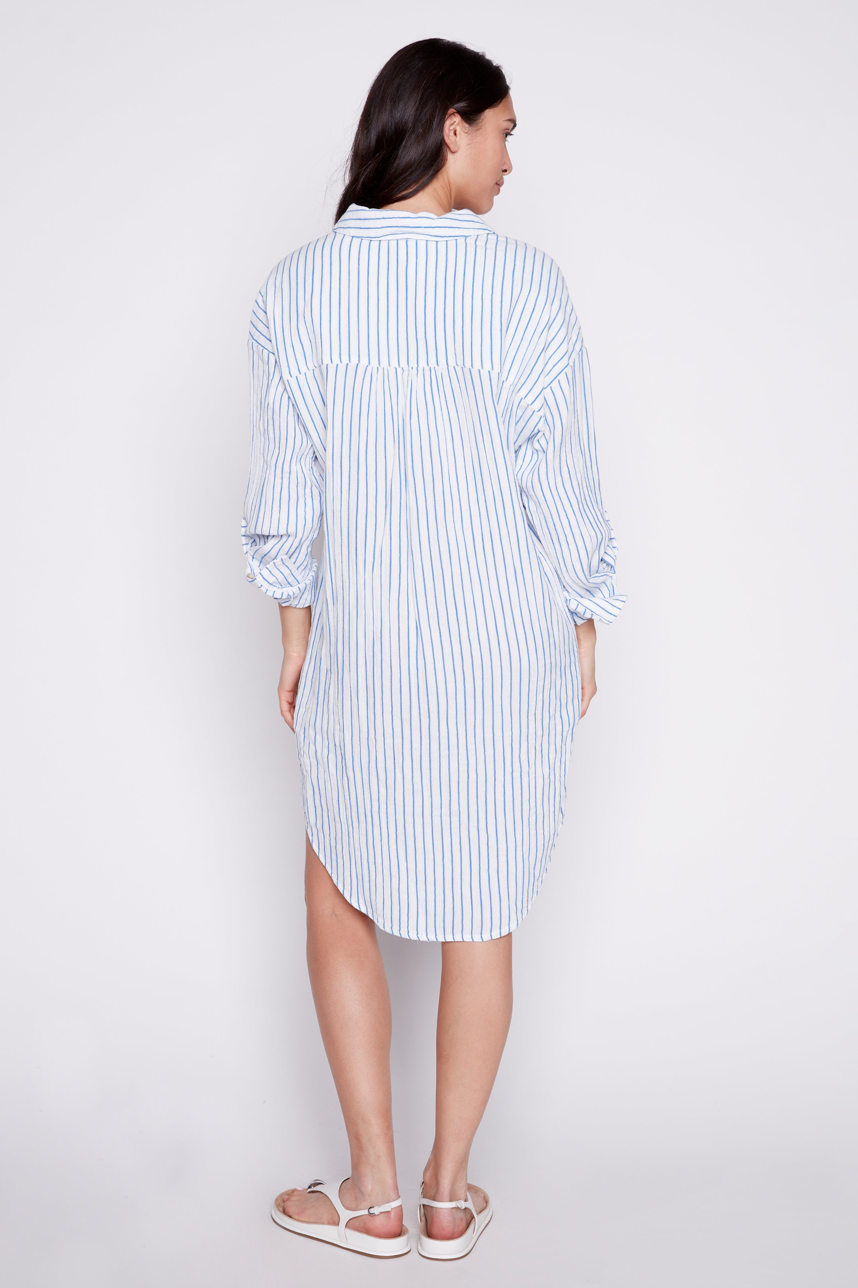 Stripe cotton shirt dress