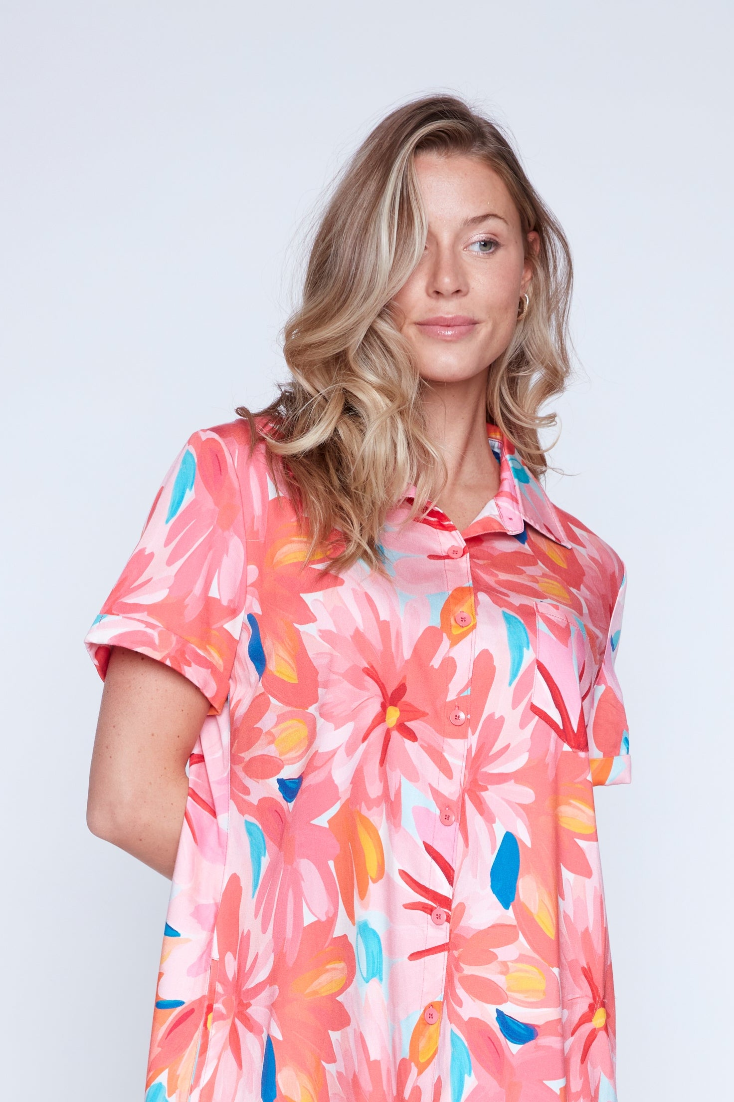 Printed Tencel shirt dress