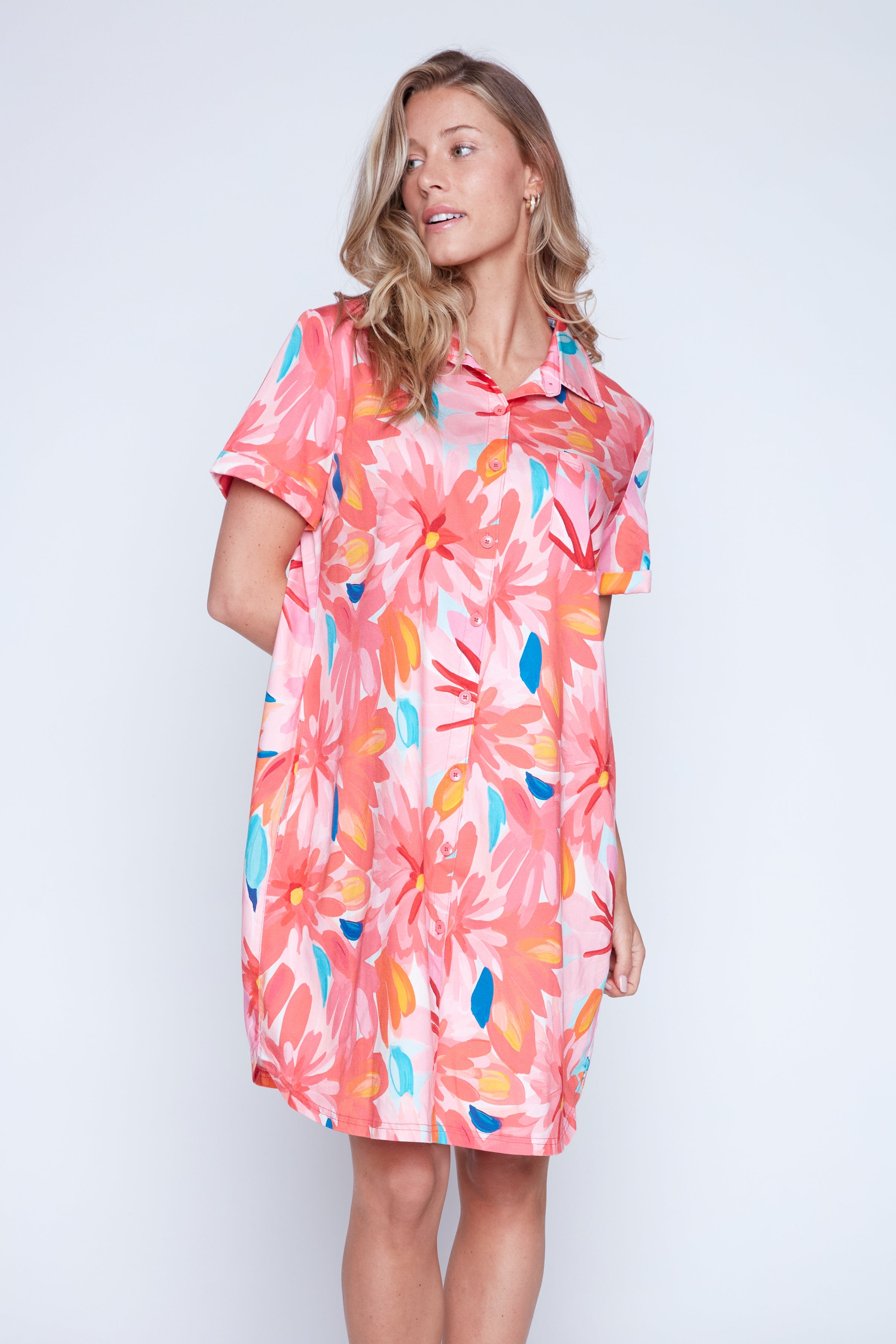 Printed Tencel shirt dress