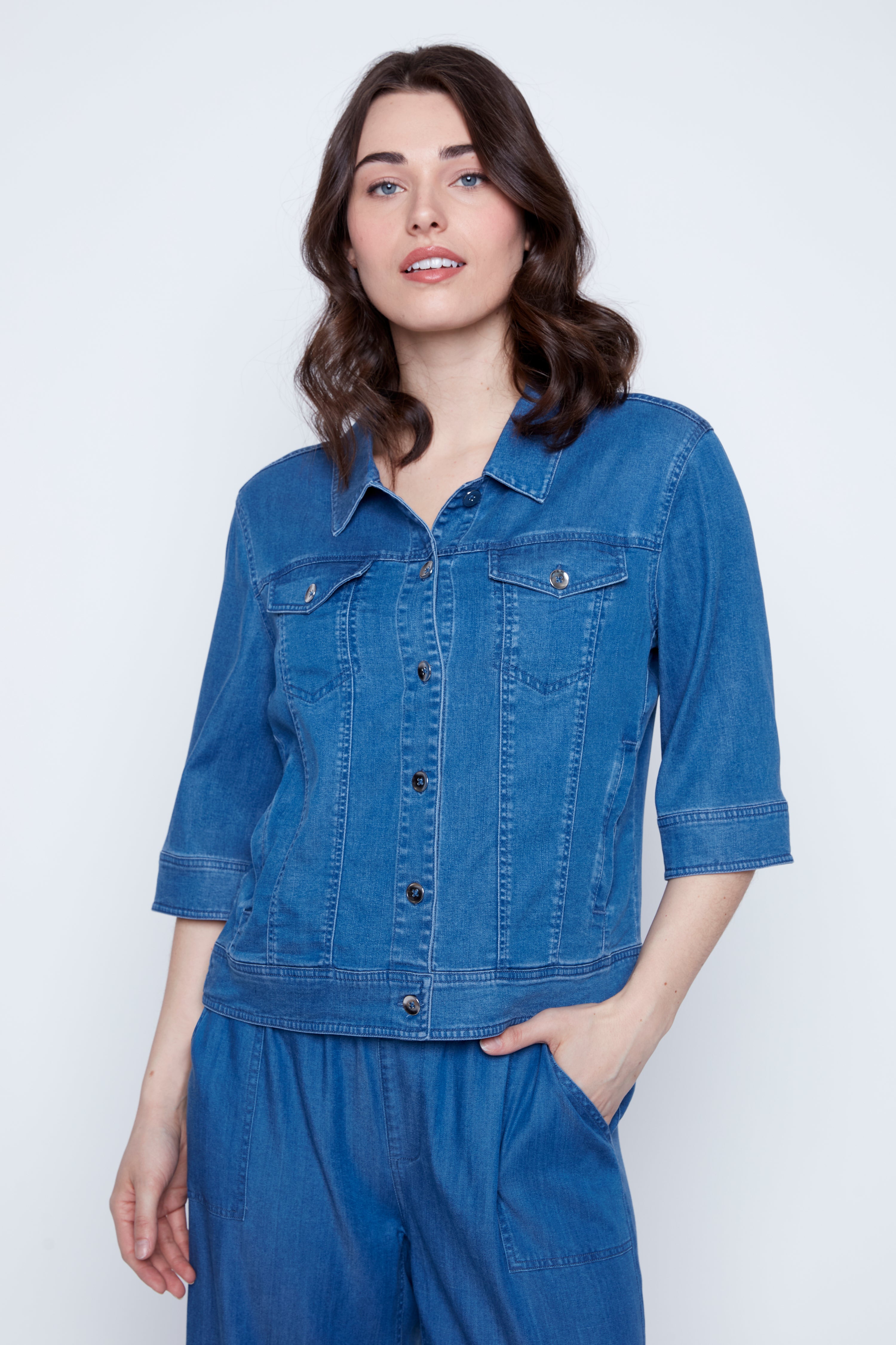 La veste en denim Tencel unie