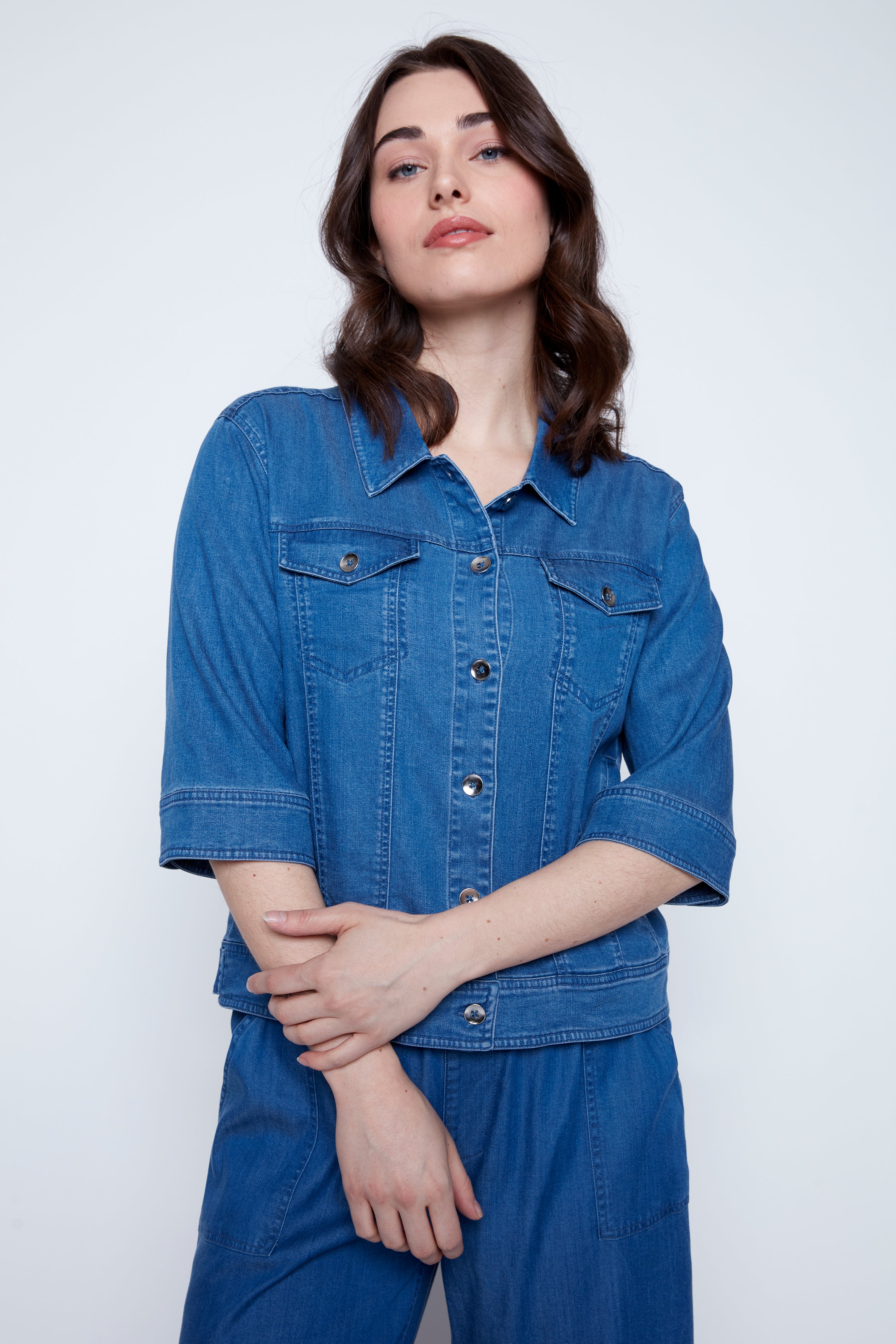 La veste en denim Tencel unie