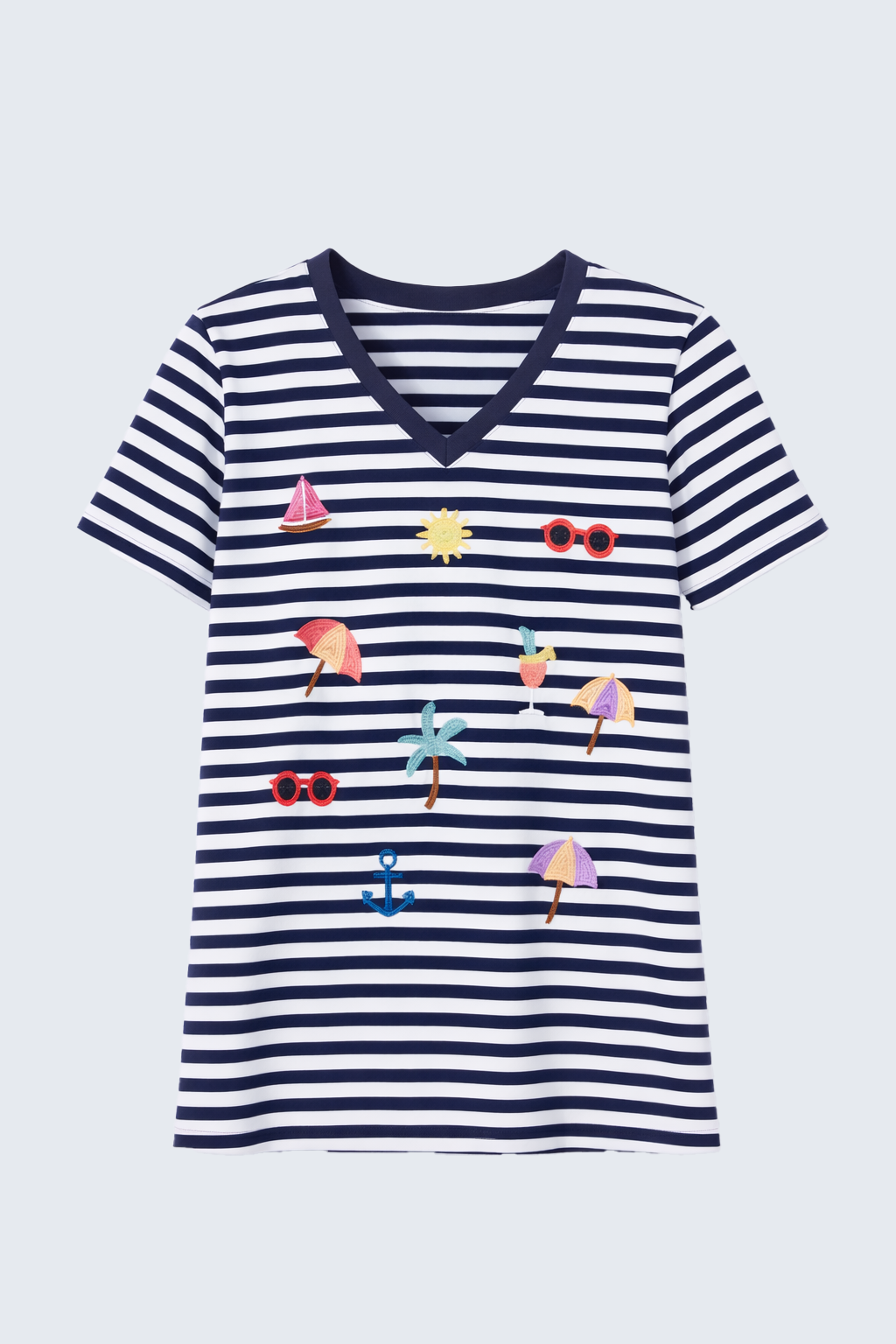 Stripe with embroidery t-shirt