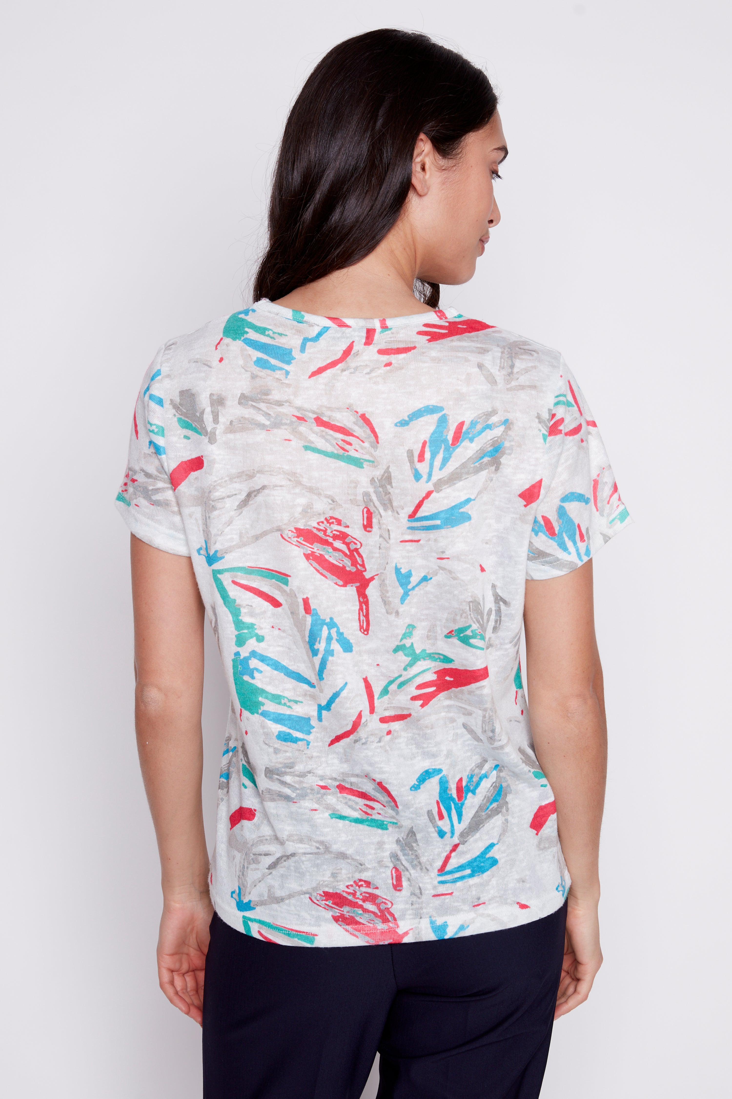 Short sleeve abstract print top