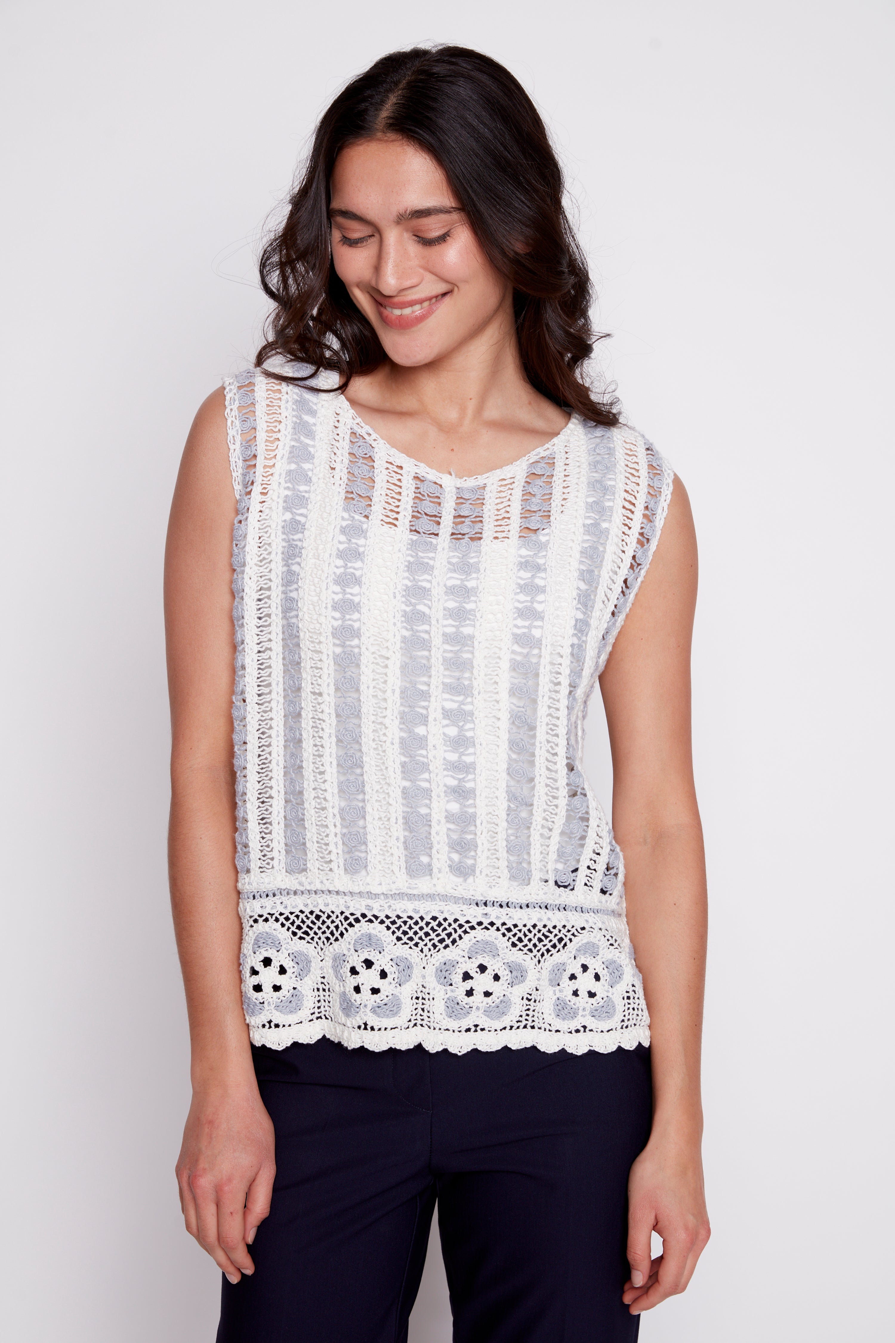 Vertical stripe crochet top