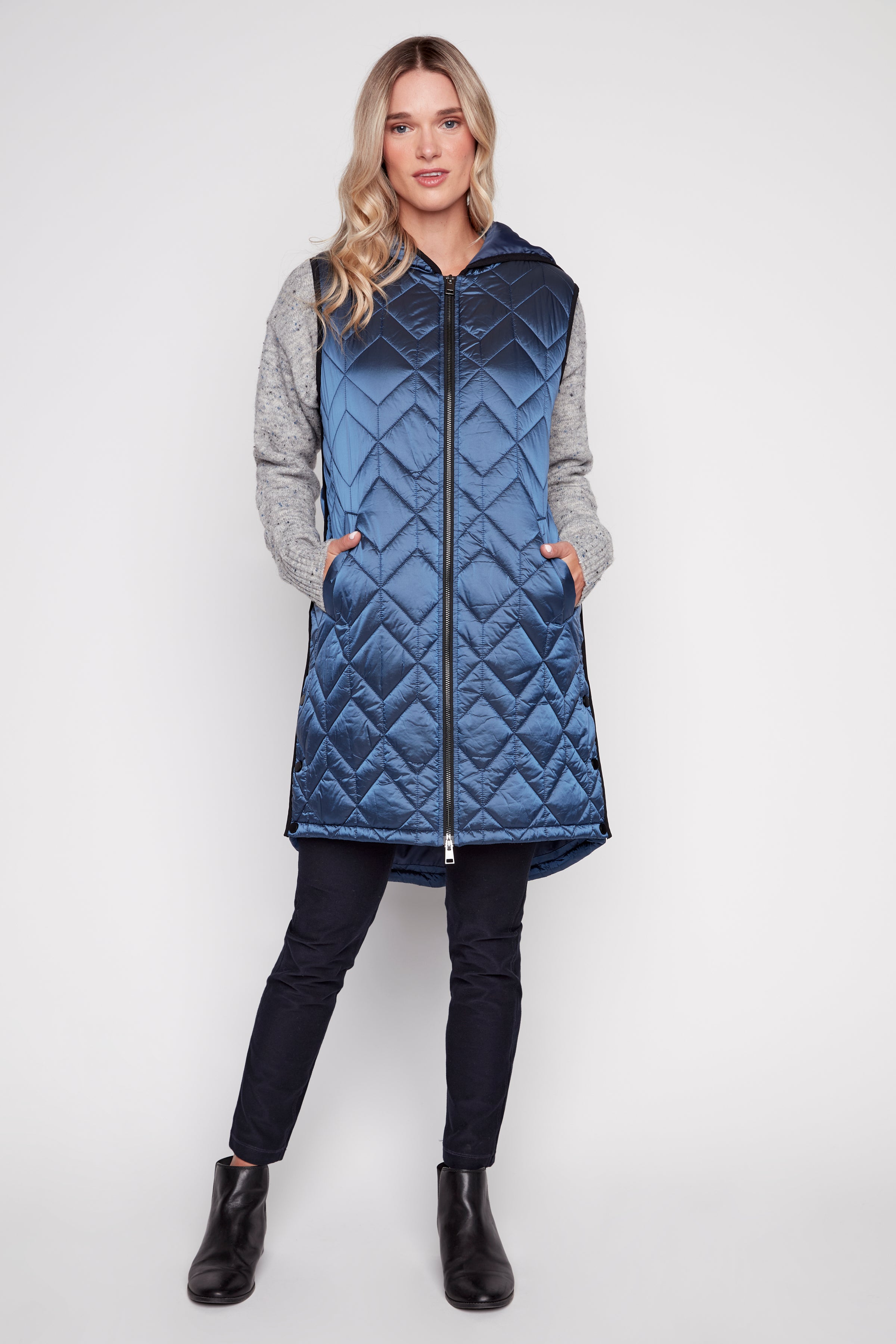 Zip front quilted vest