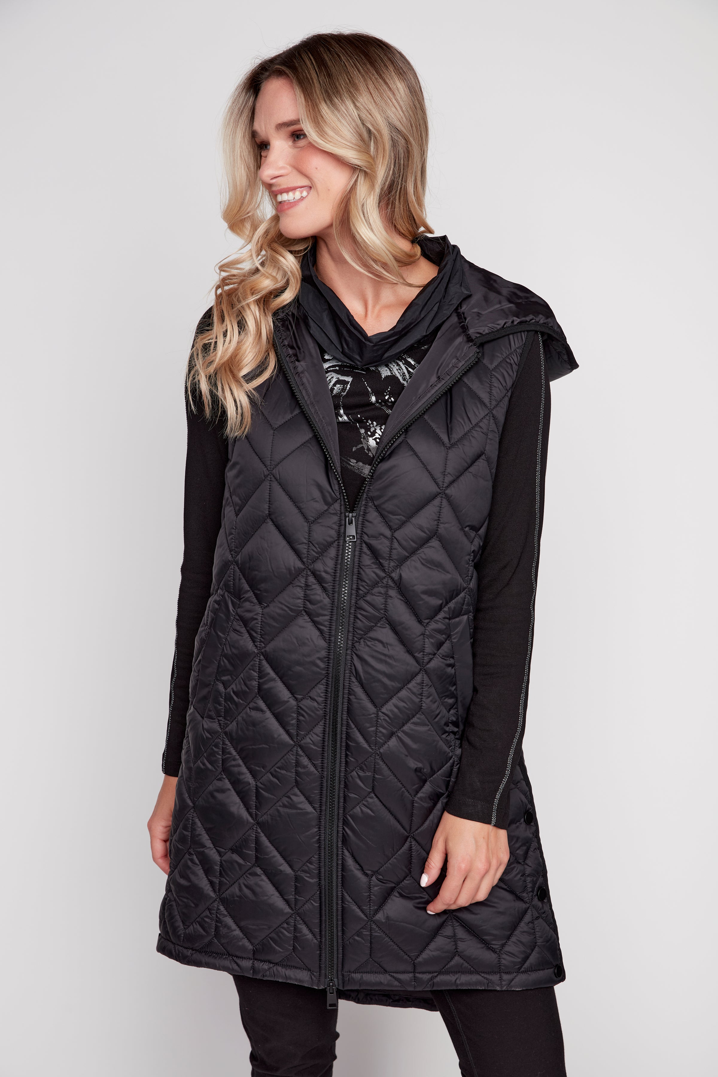 Zip front quilted vest