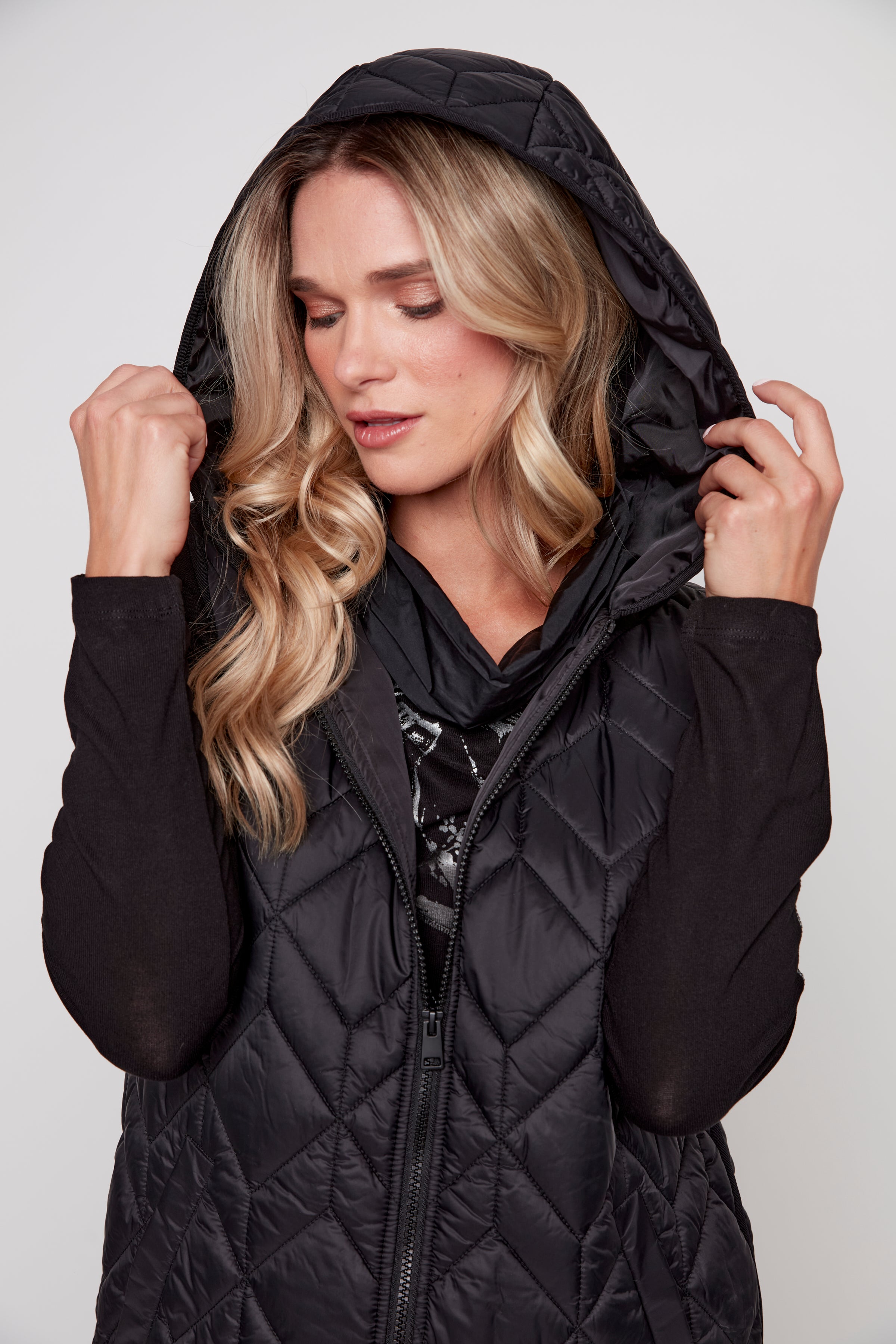 Zip front quilted vest