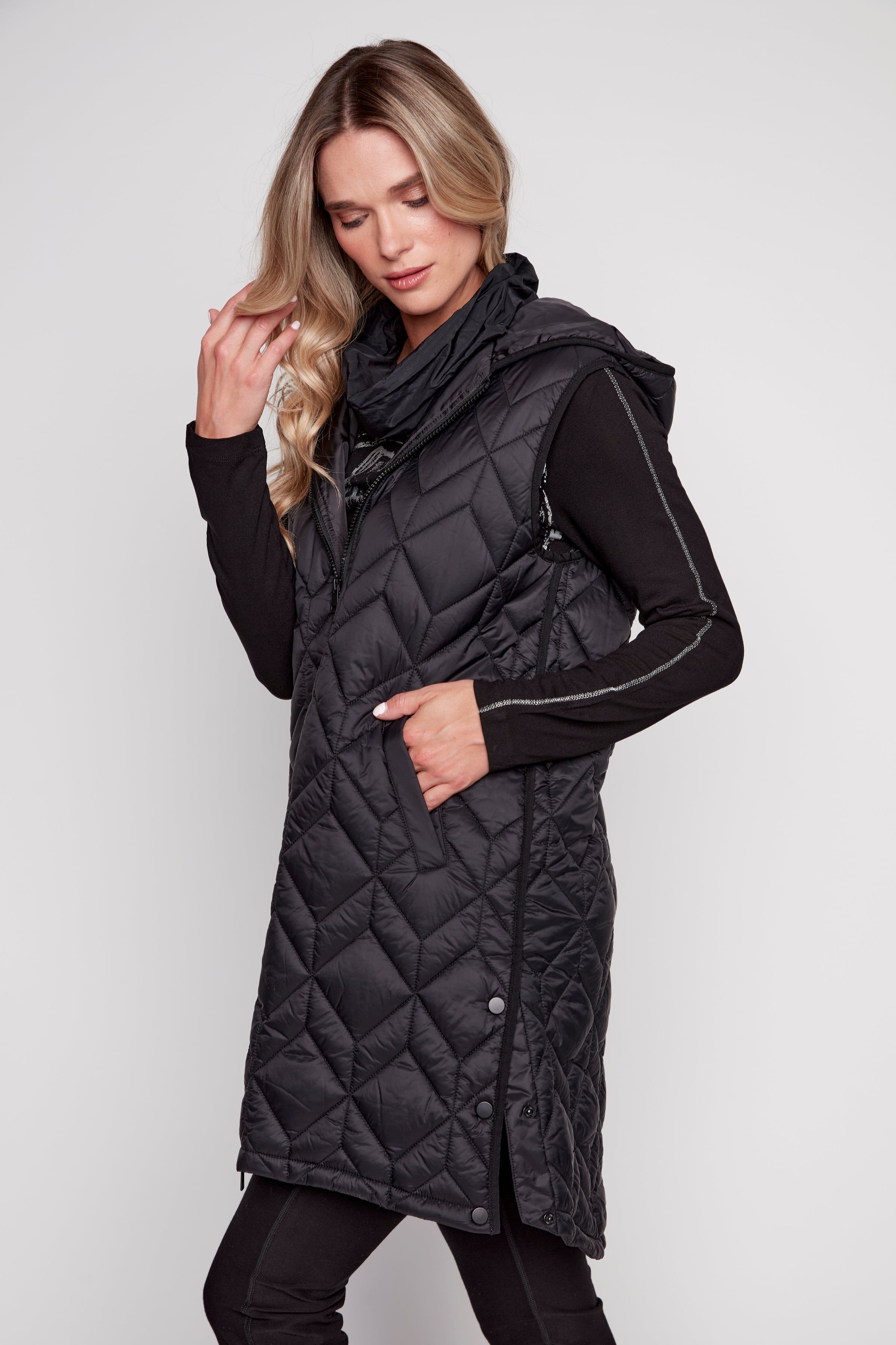 Zip front quilted vest