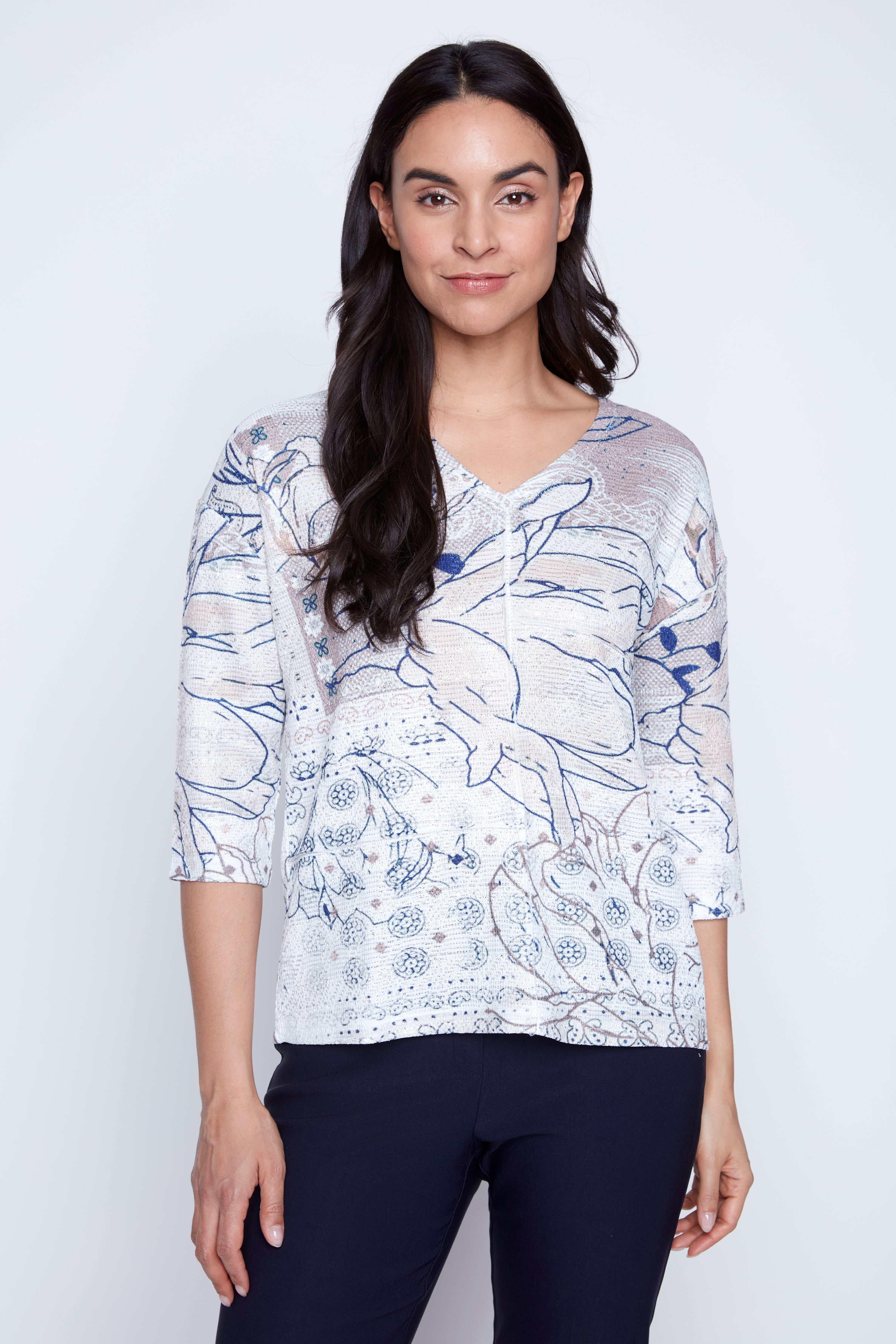 Abstract print knit top