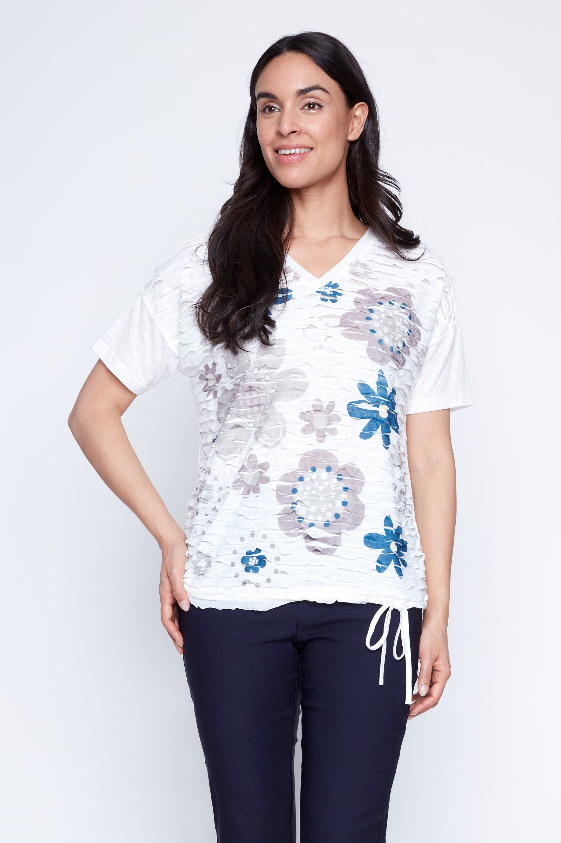Floral print burn out top