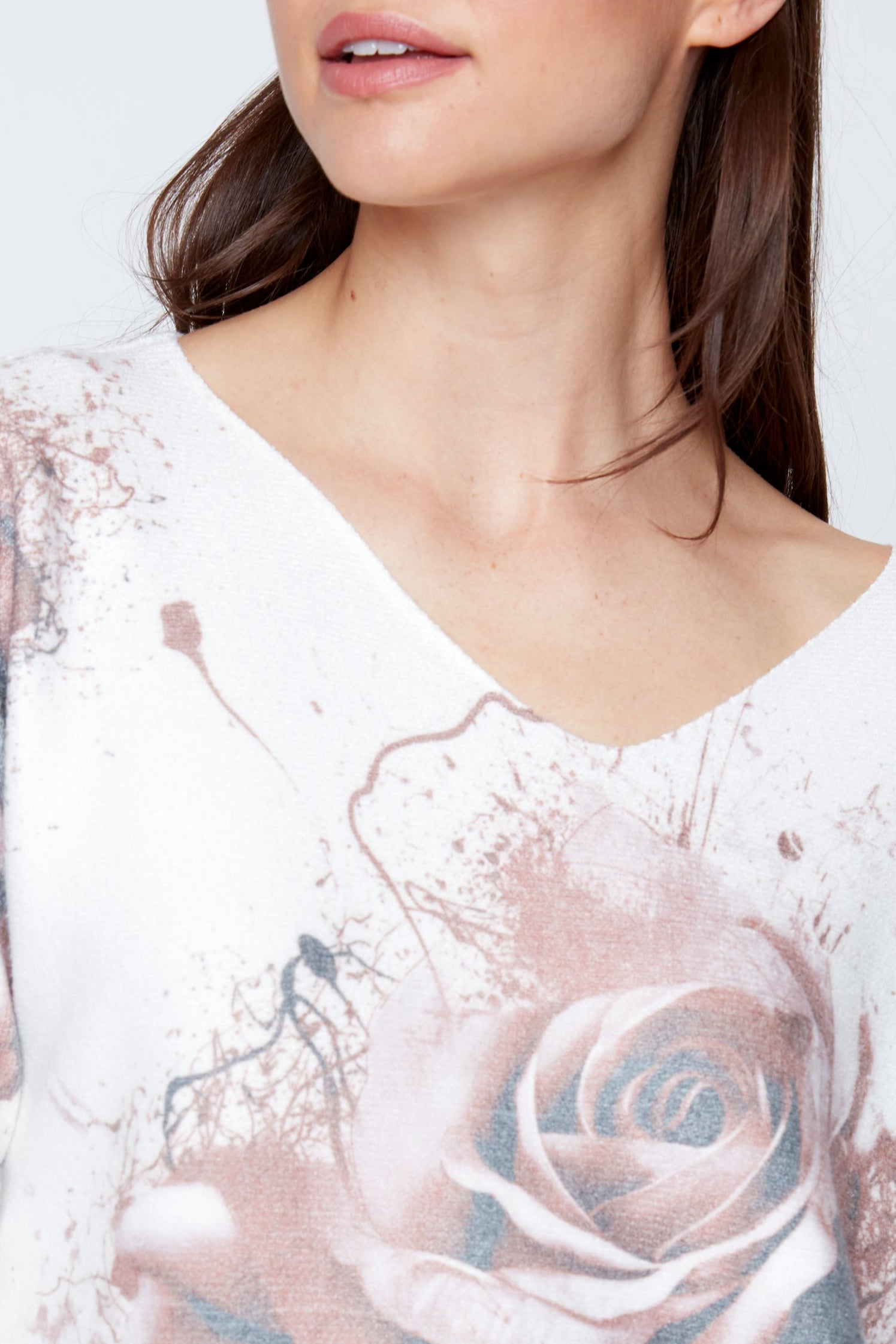 Dolman sleeve roses print top