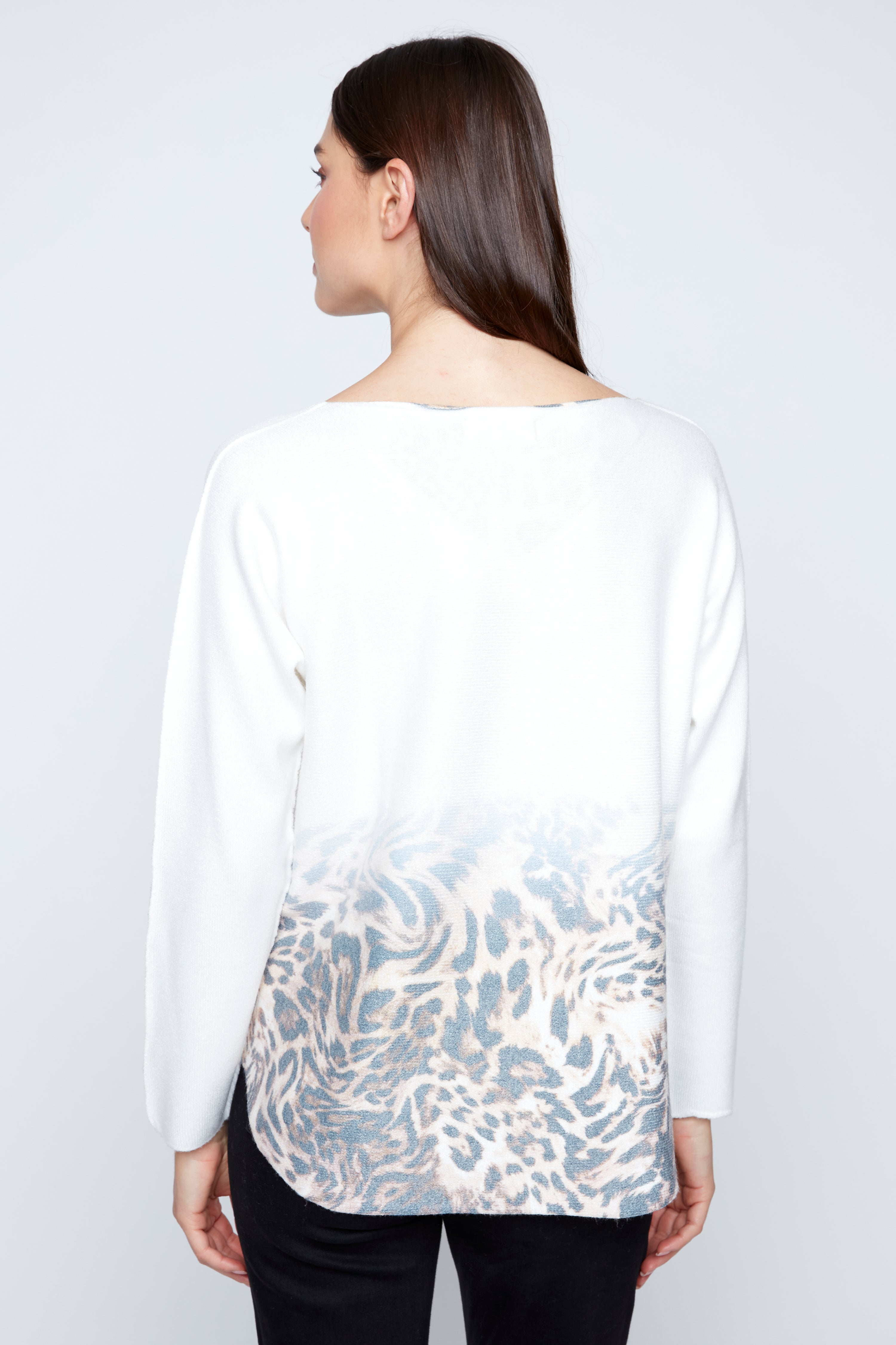 Dolman sleeve animal hearts print top