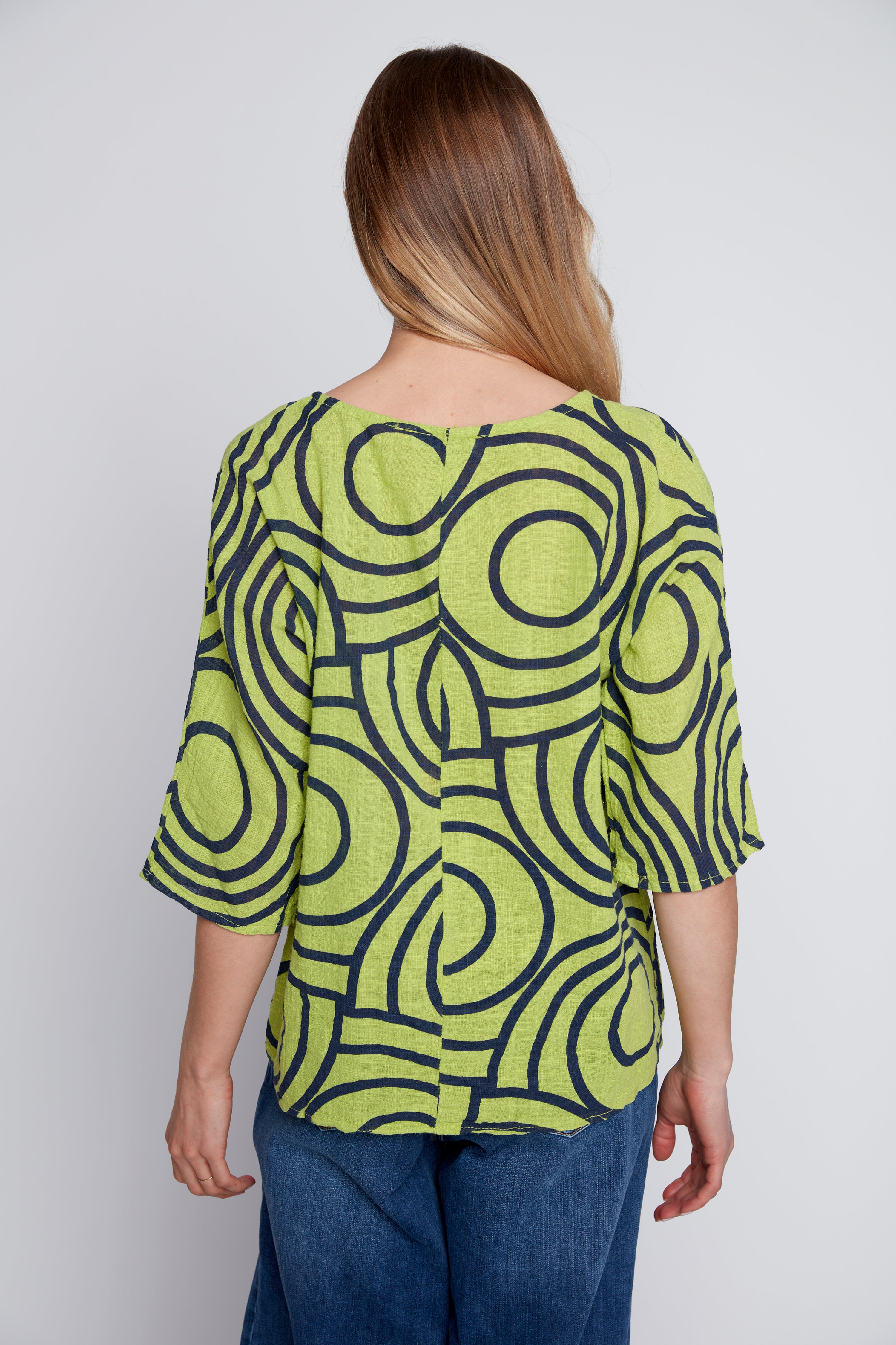 Abstract circles cotton gauze top