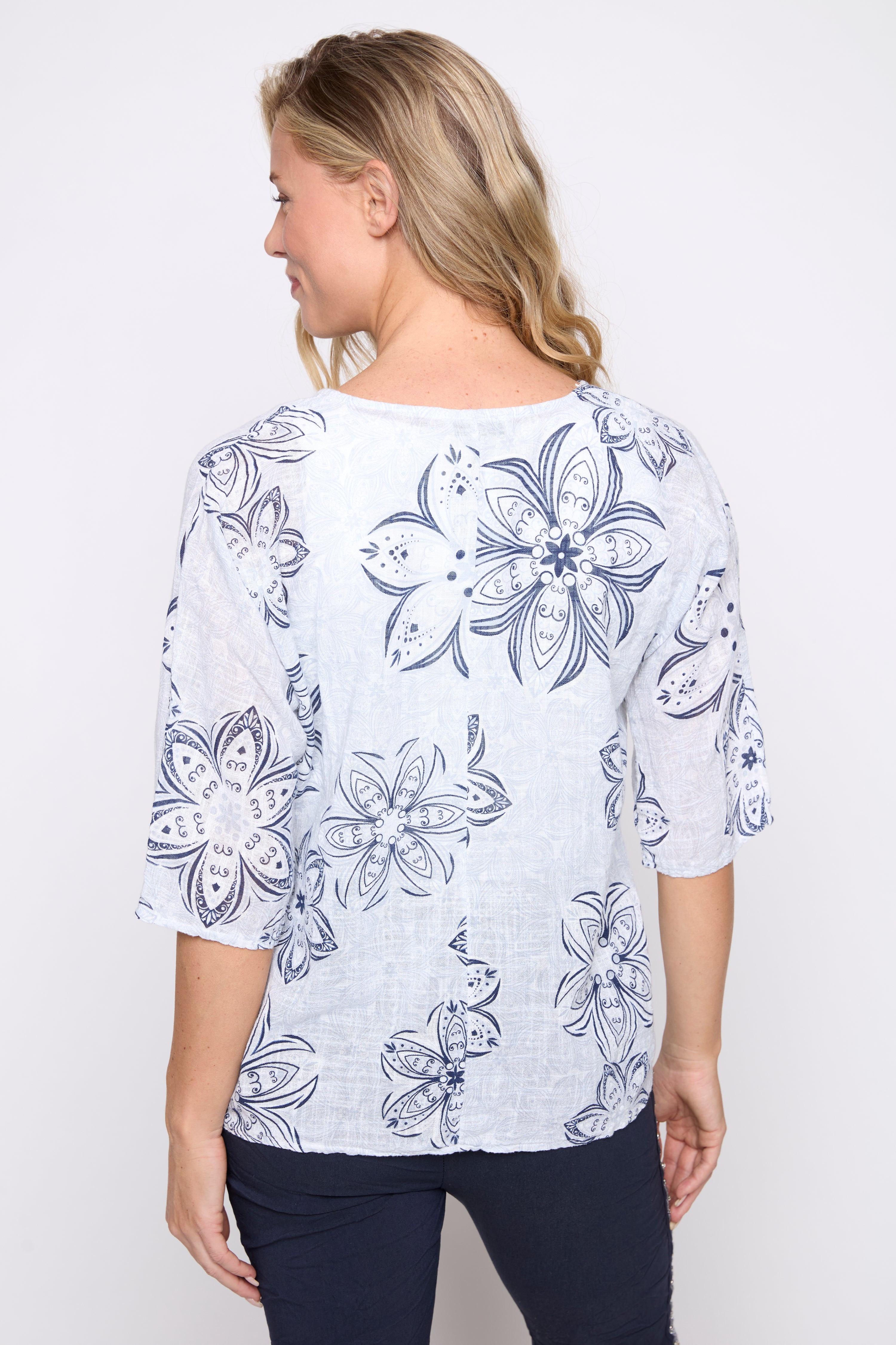 Mandala print cotton gauze top