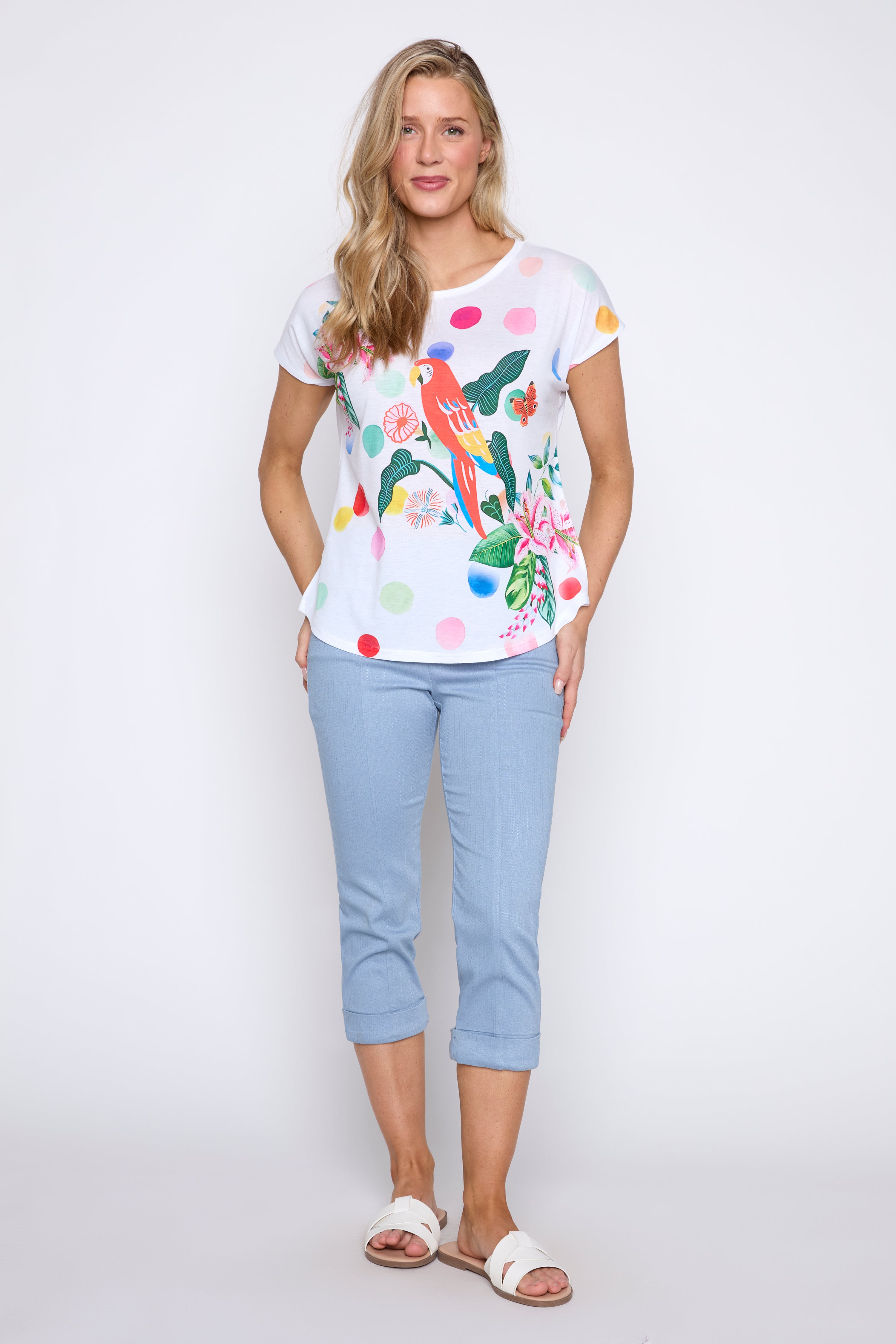 Dot and flower print t-shirt