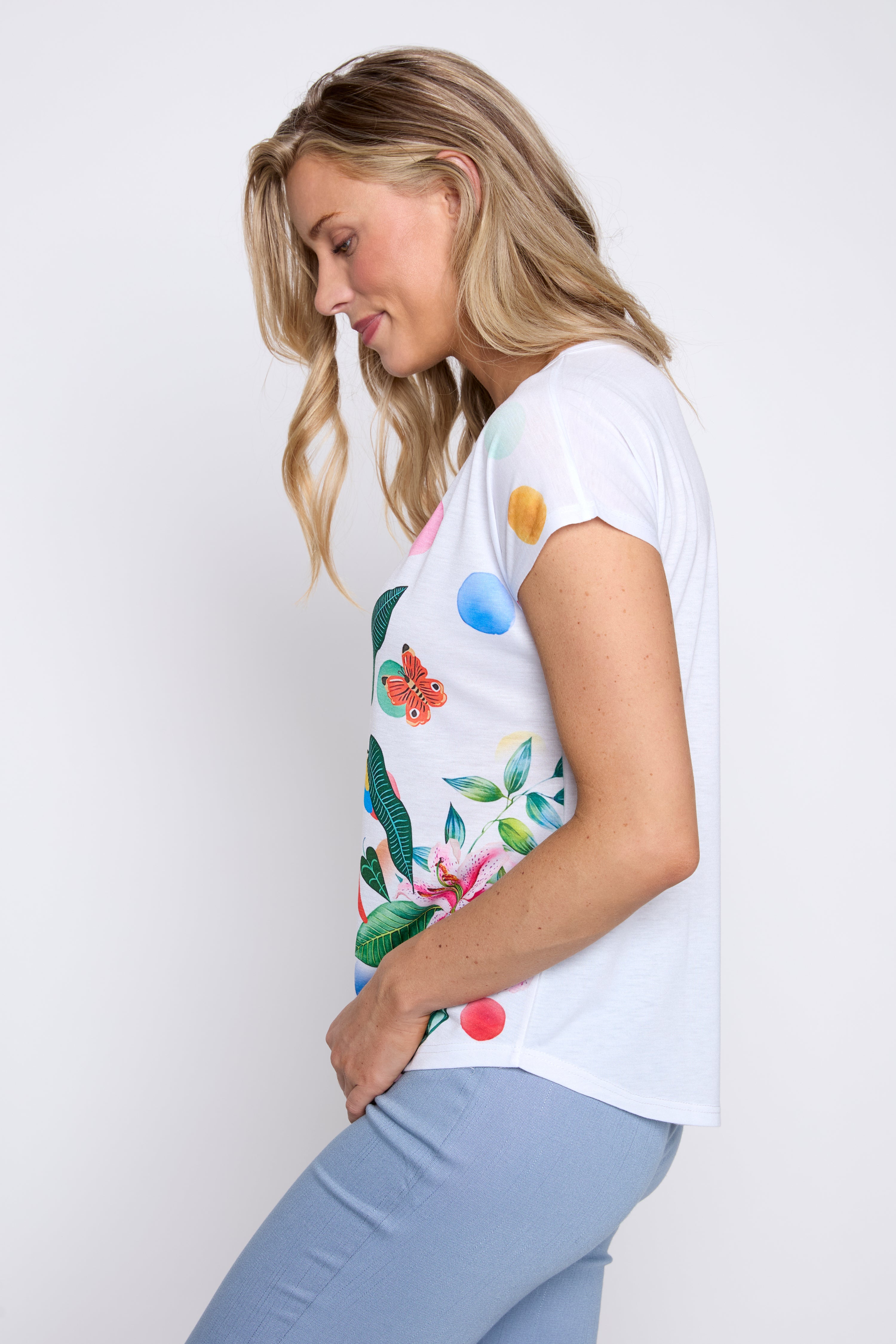 Dot and flower print t-shirt