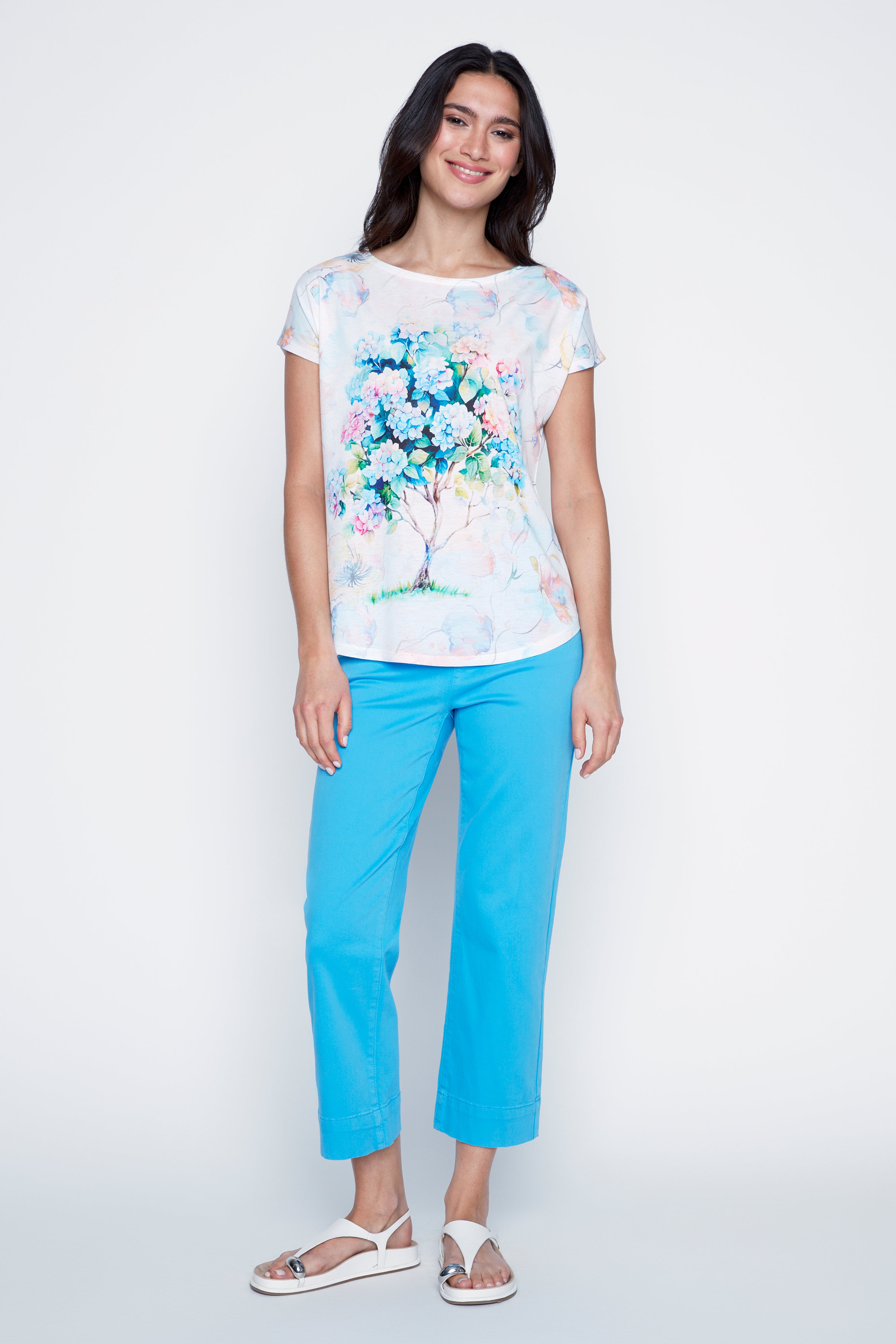 Le t-shirt imprimé hortensia coloré