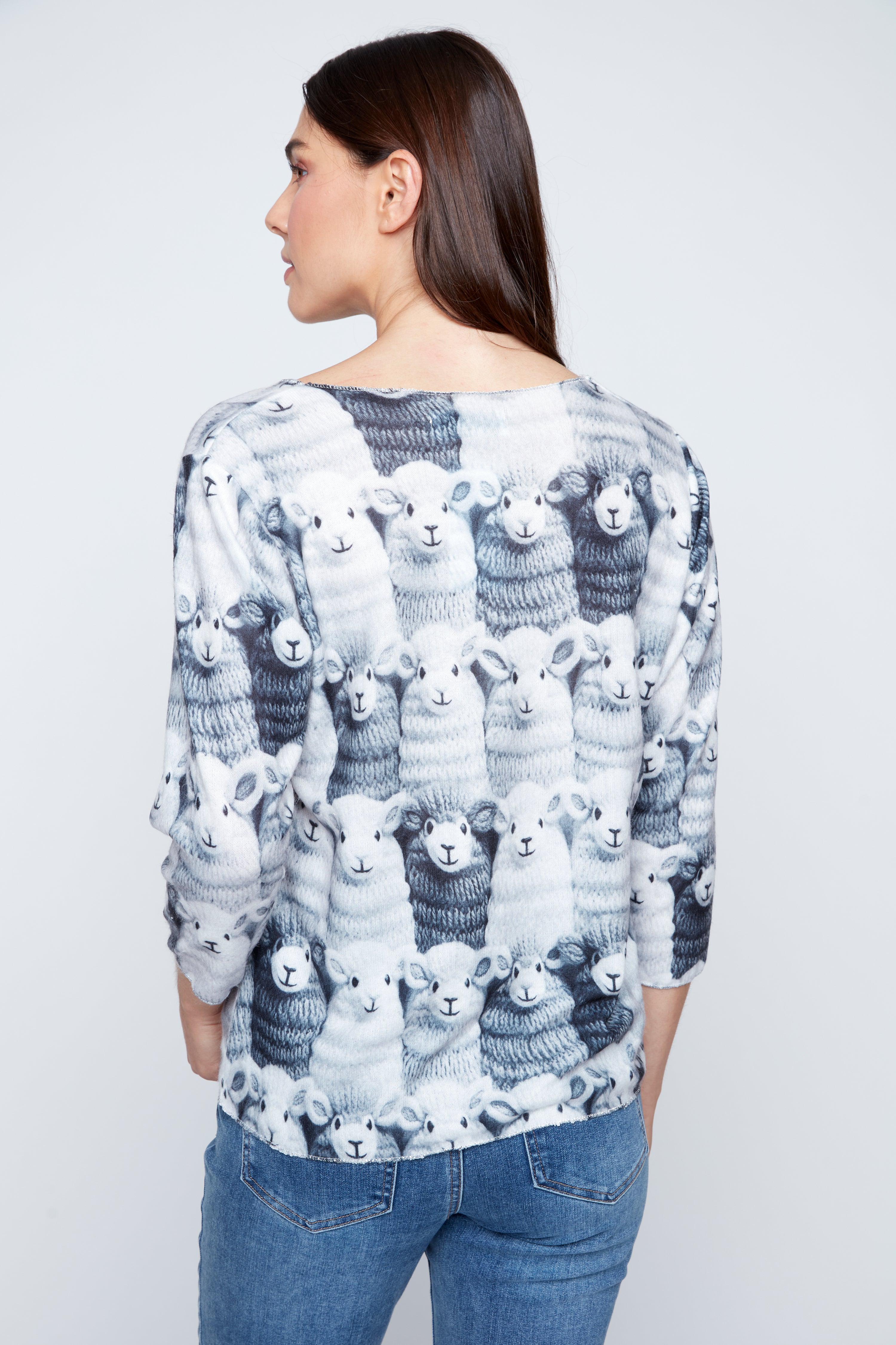 Monochrome sheep knit print sweater
