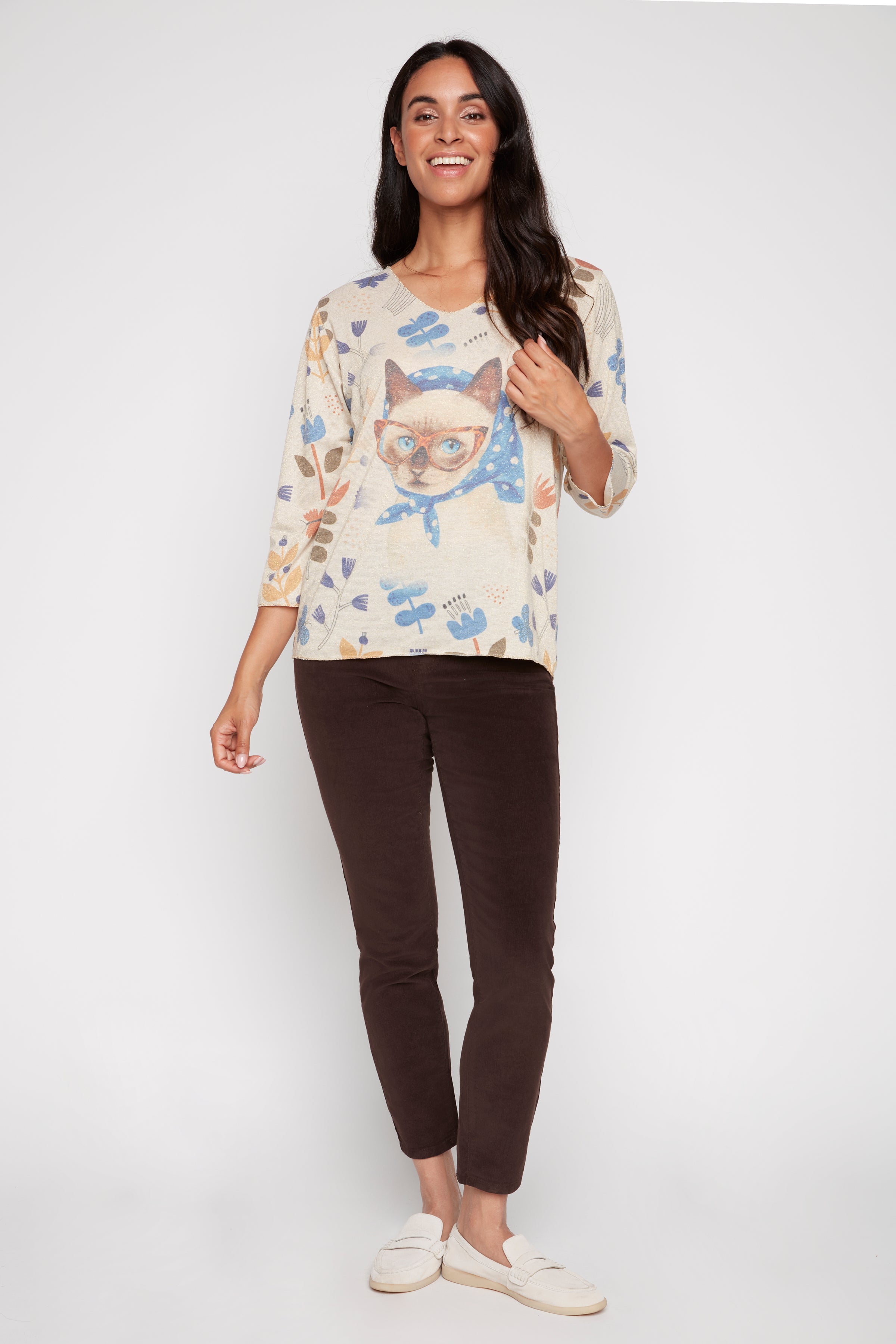 Cat floral top