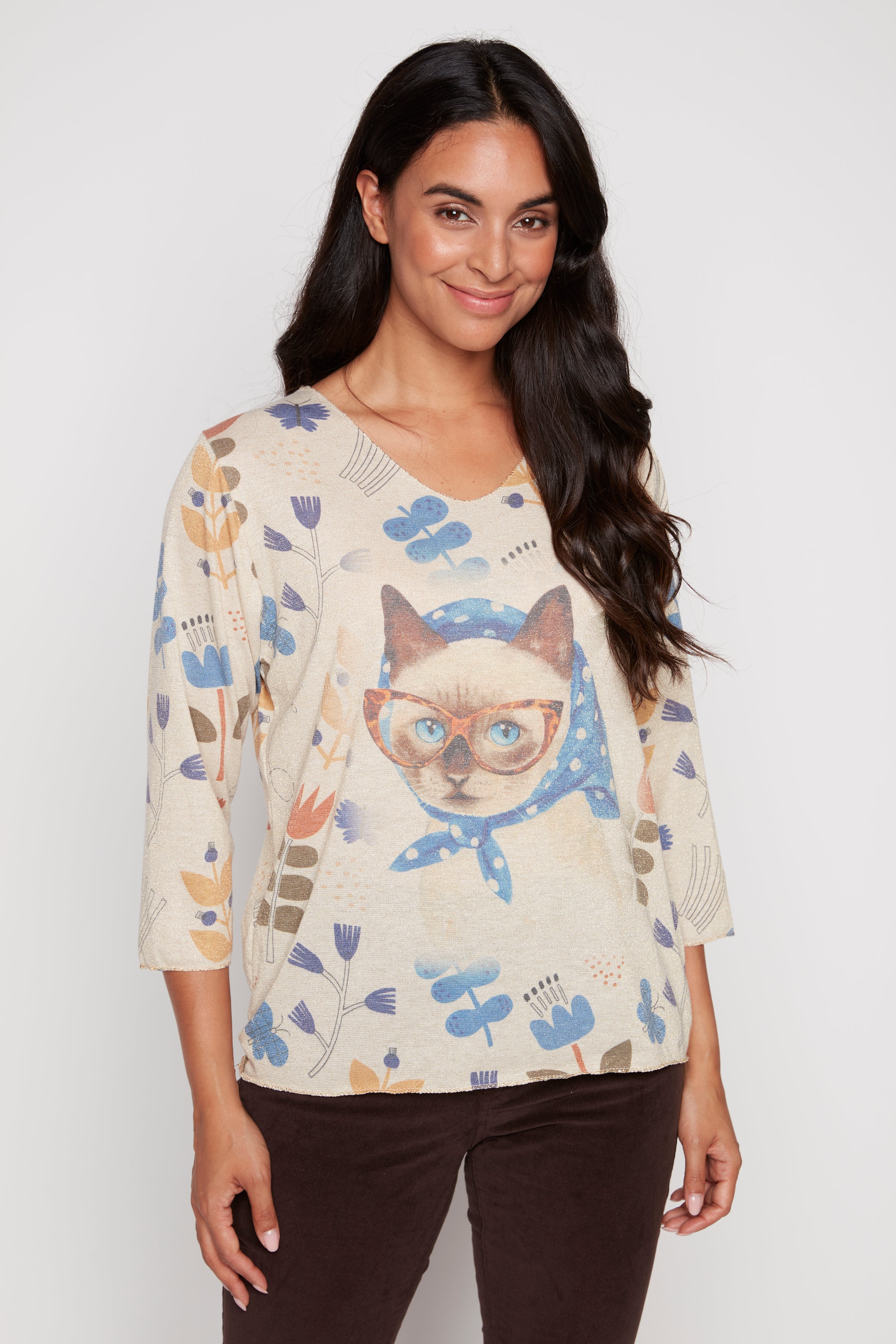 Cat floral top