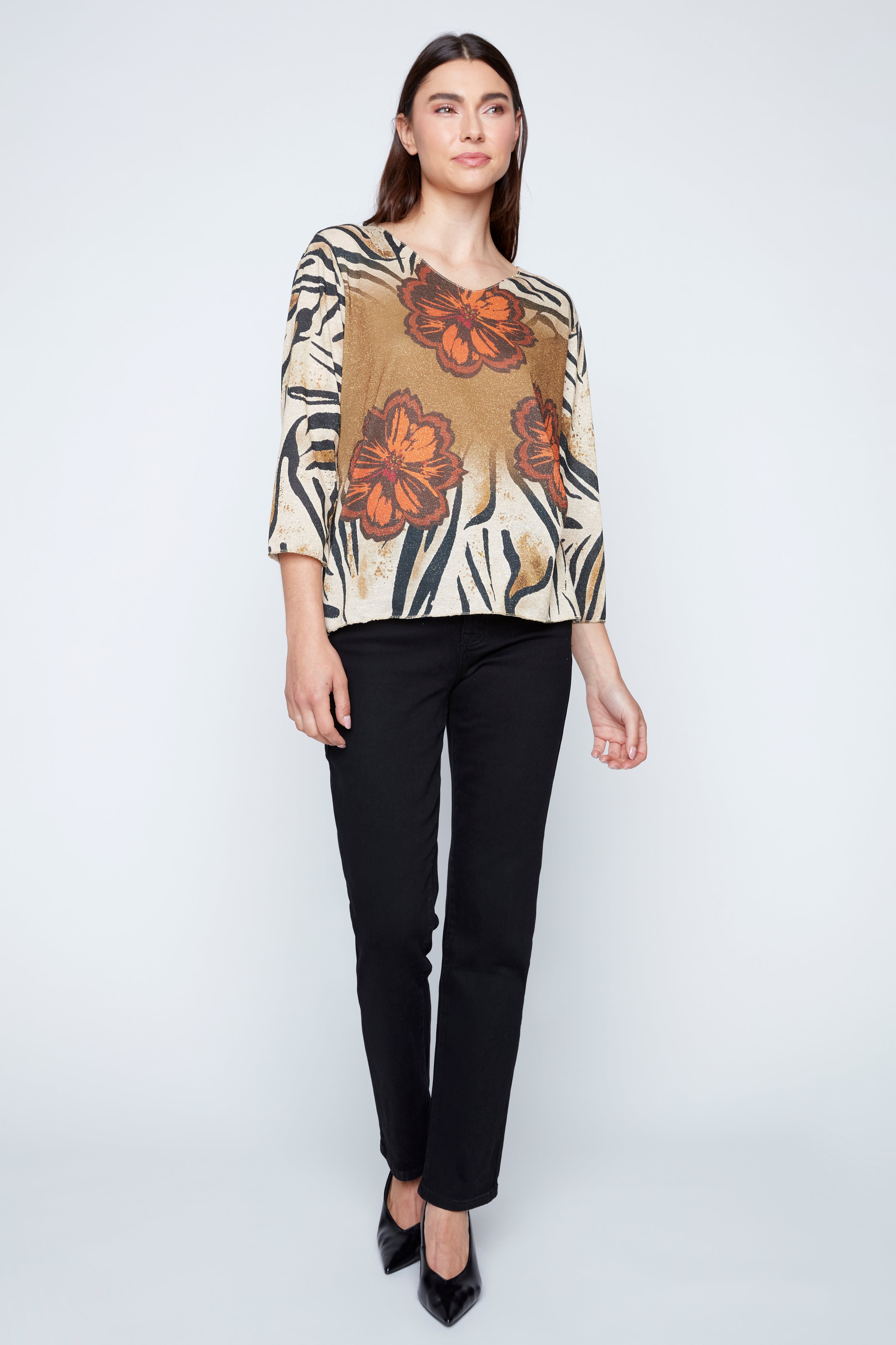 Zebra bloom print sweater