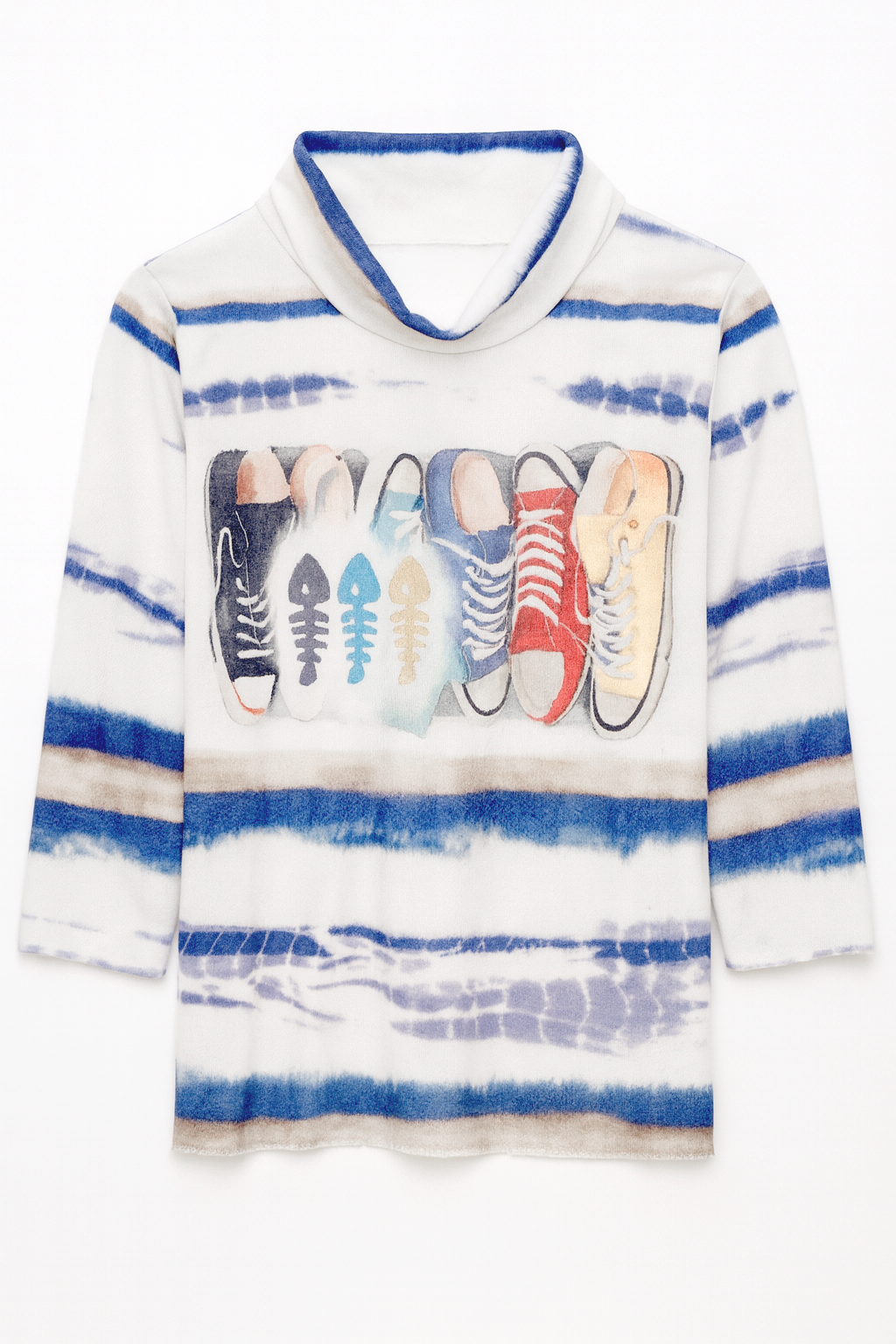 Horizontal stripe sneaker print sweater