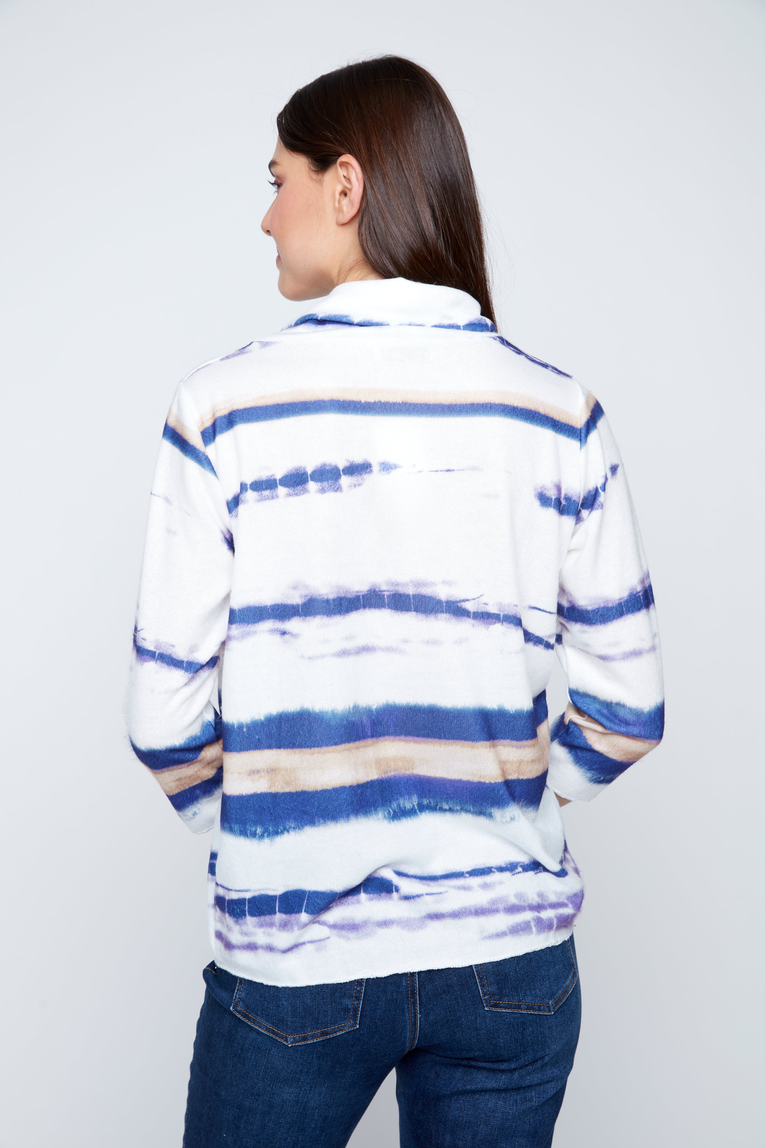 Horizontal stripe sneaker print sweater