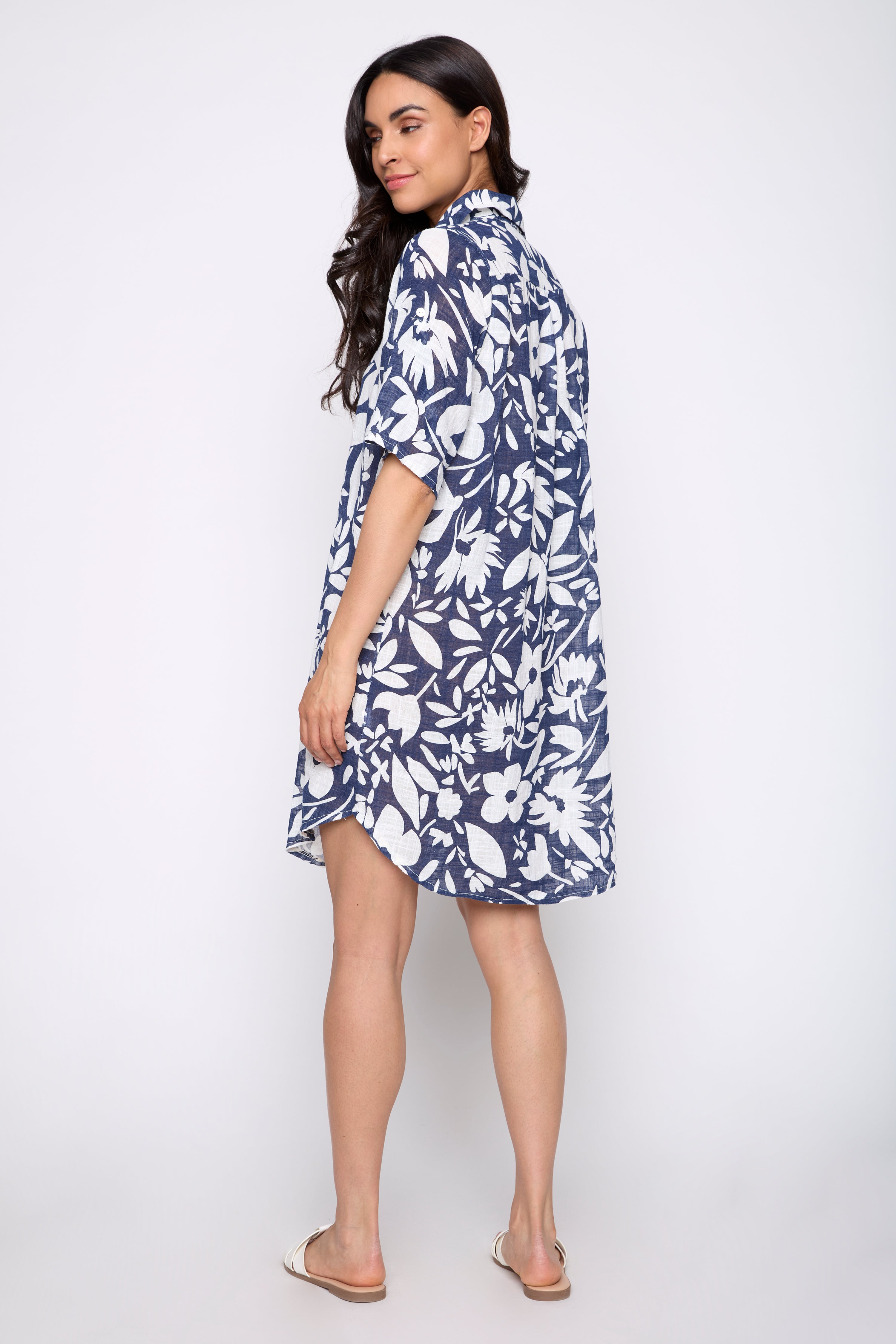Floral print cotton gauze dress