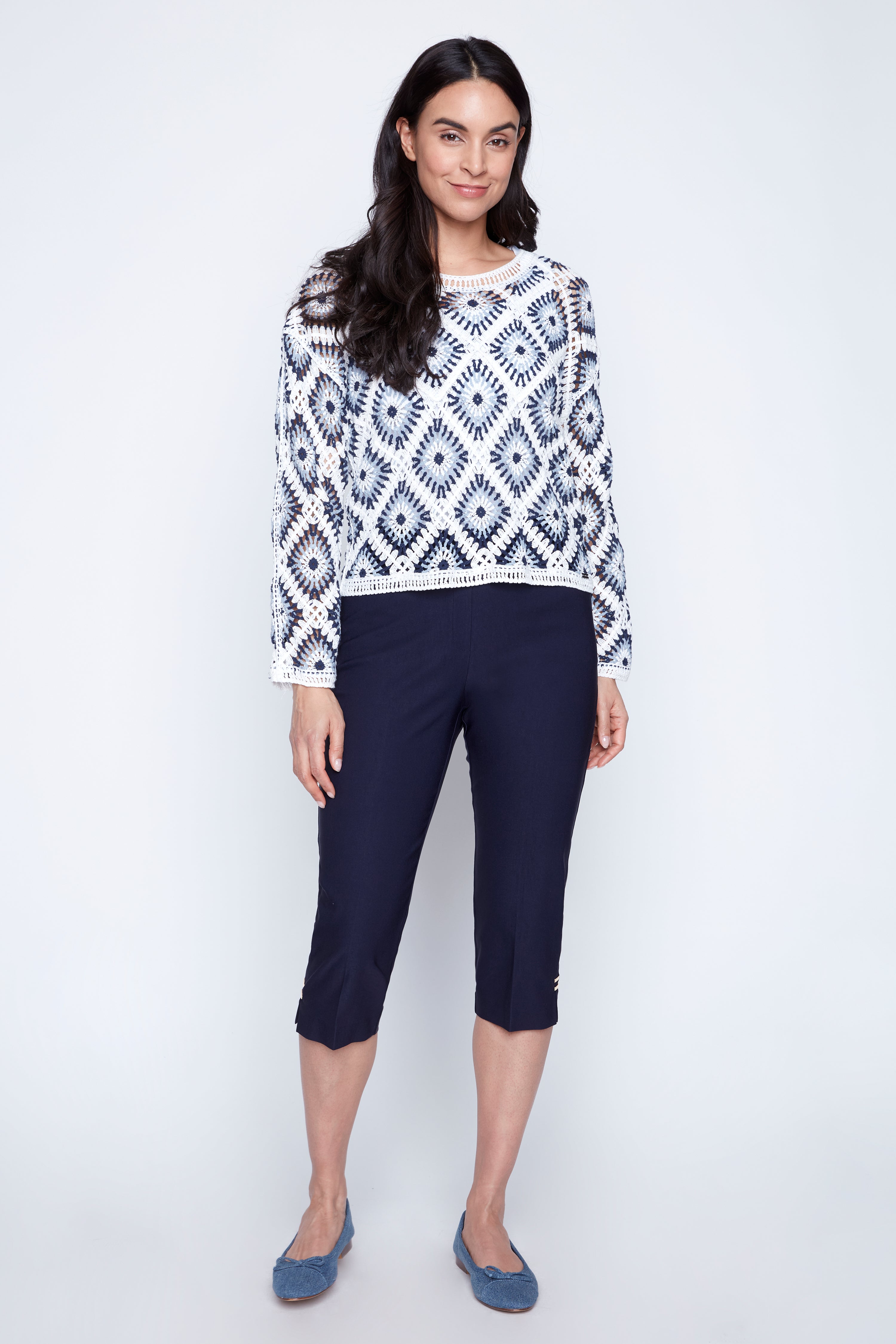 Diamond pattern crochet sweater