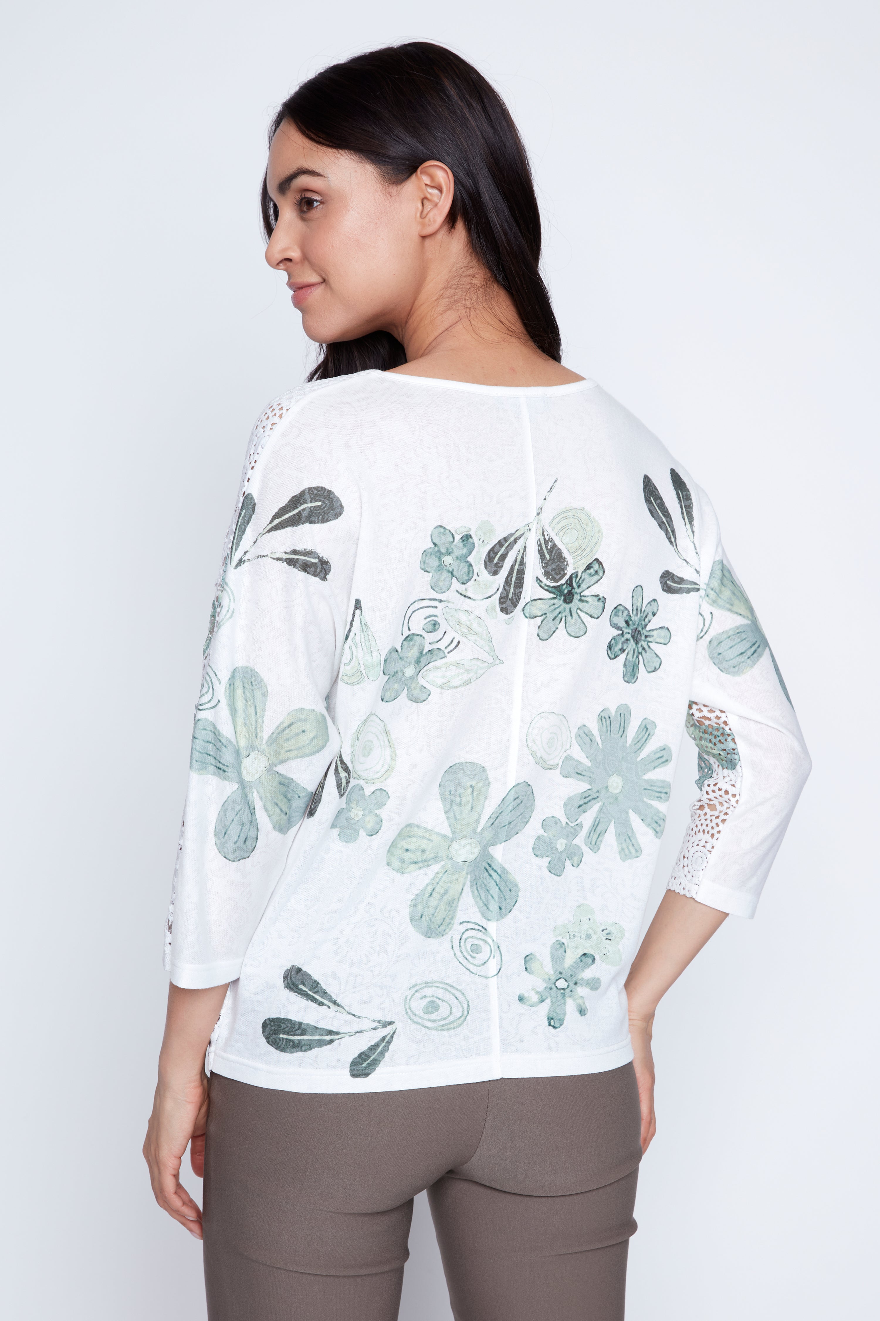 Tropical print crochet top