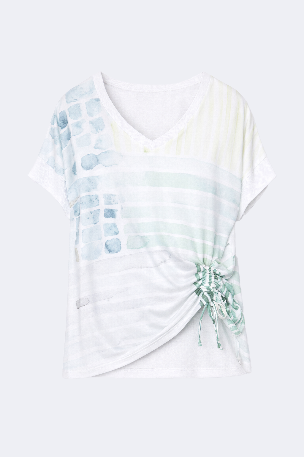 Shirring front printed top