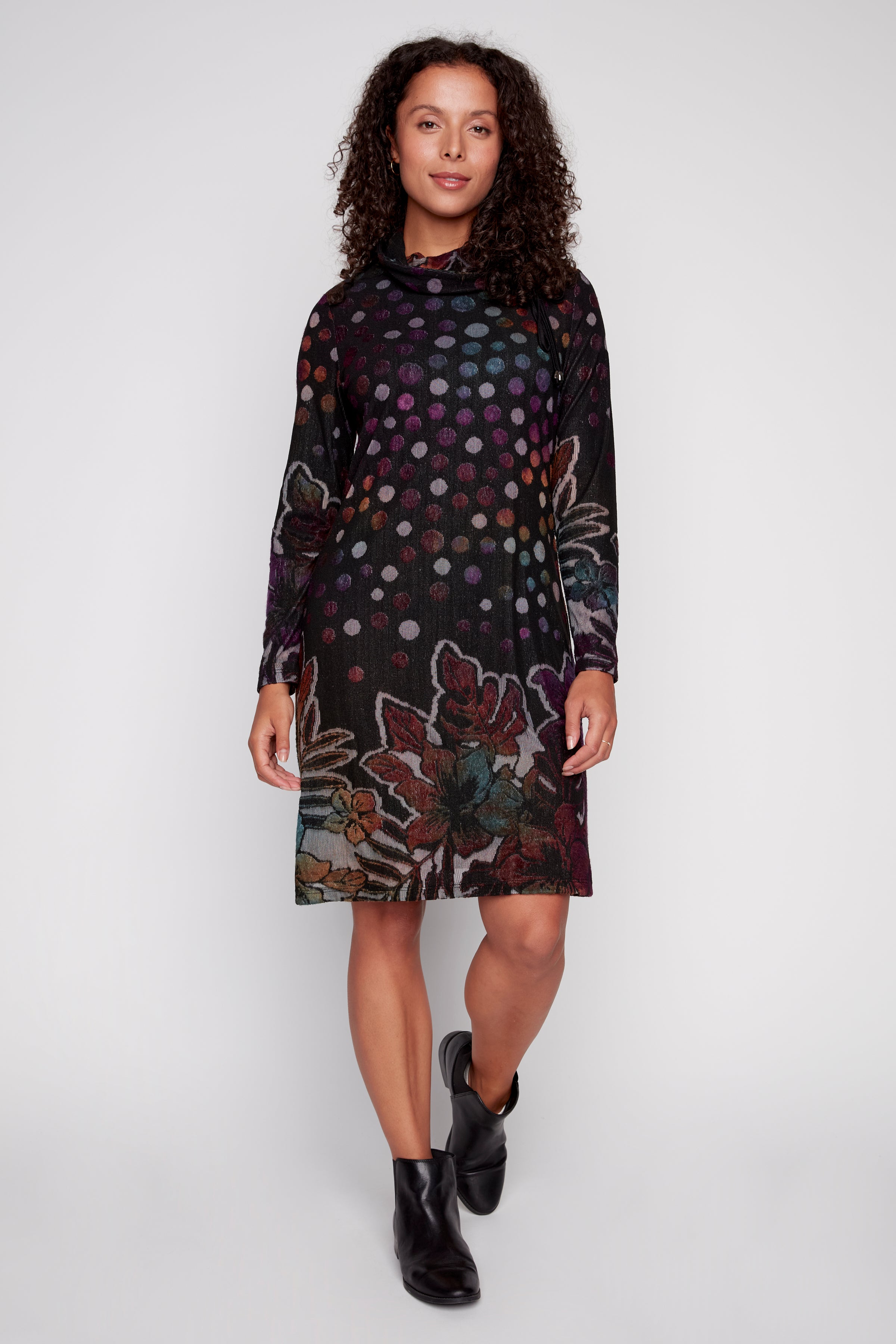 Printed jacquard knit dress