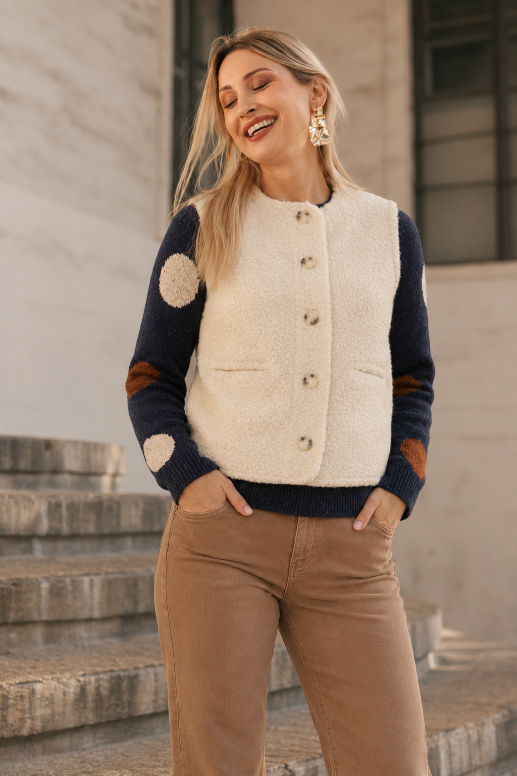 Boucle Button Front Vest