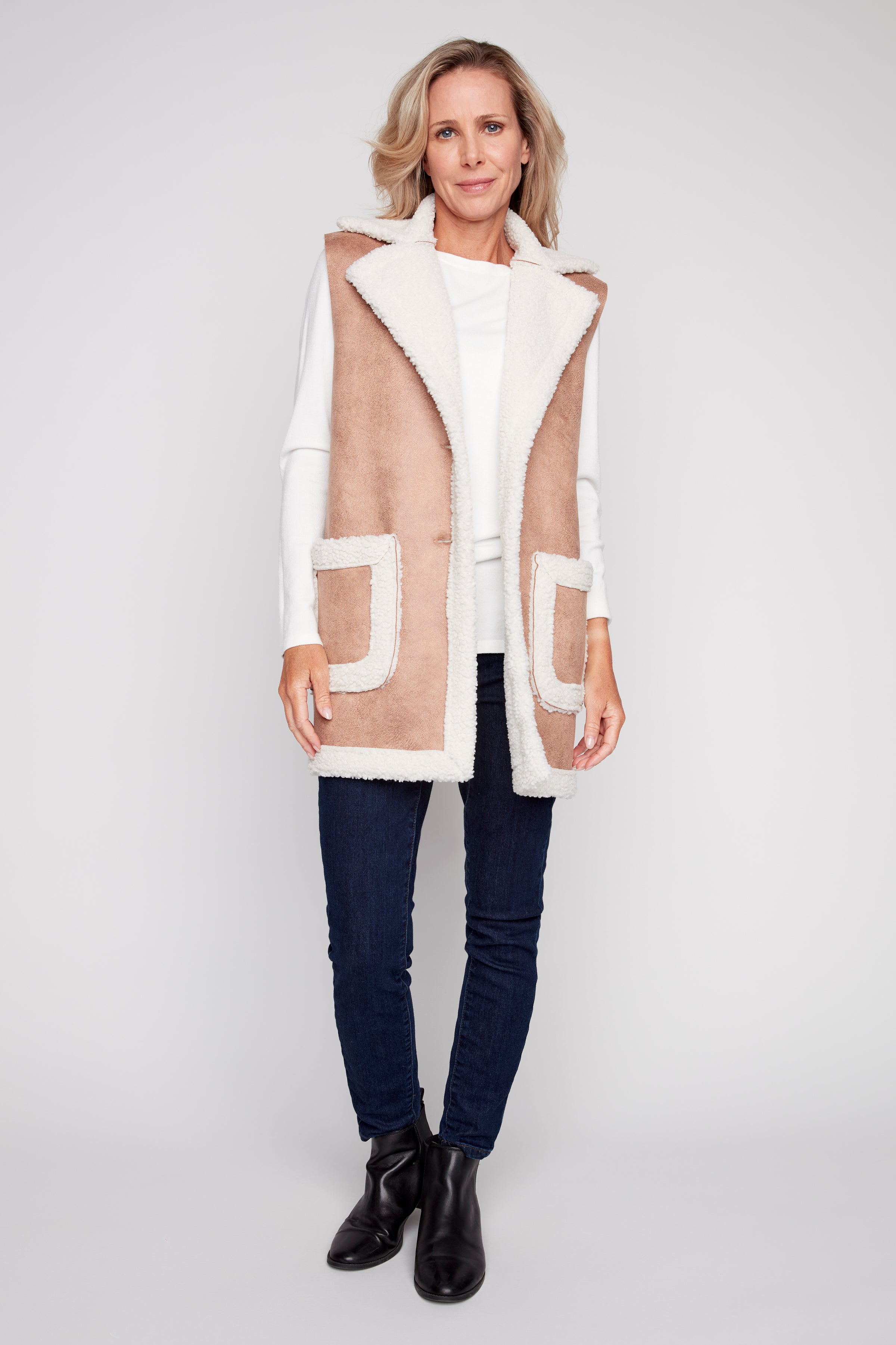 Long sherpa vest