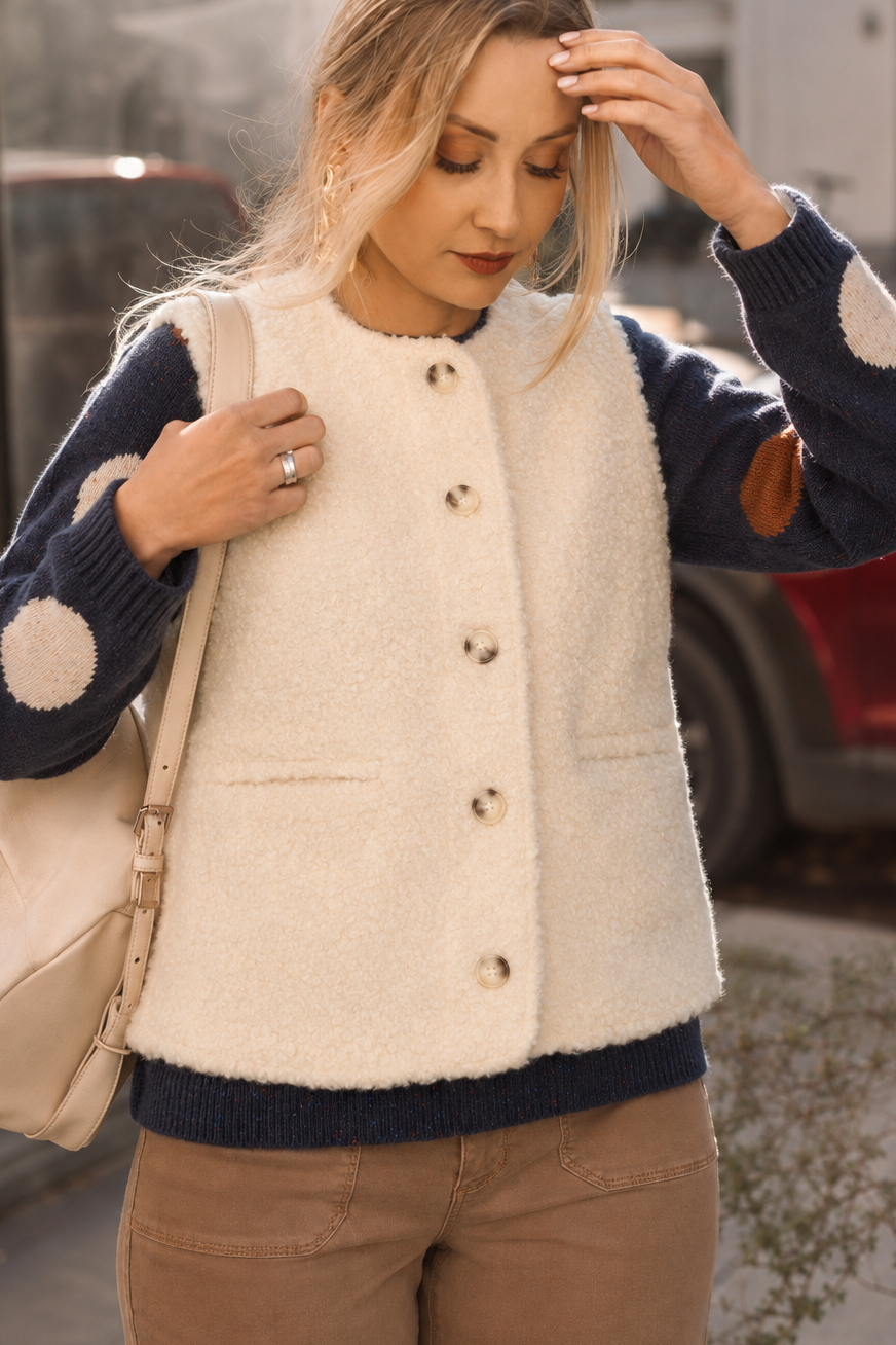 Boucle Button Front Vest