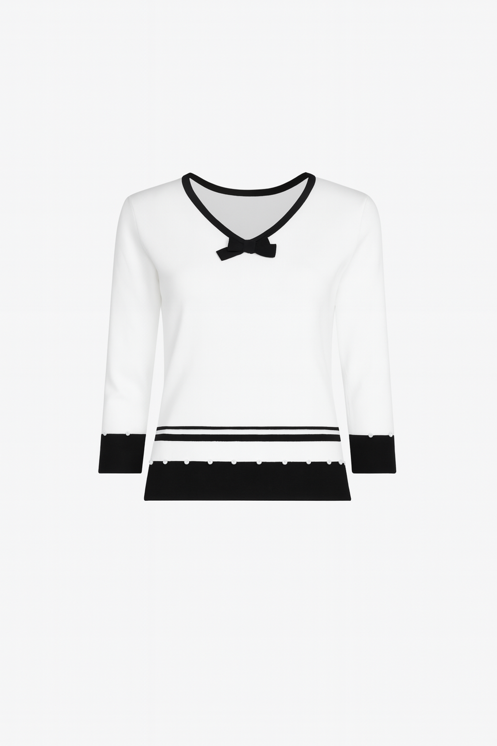 Contrast trim bow detail sweater