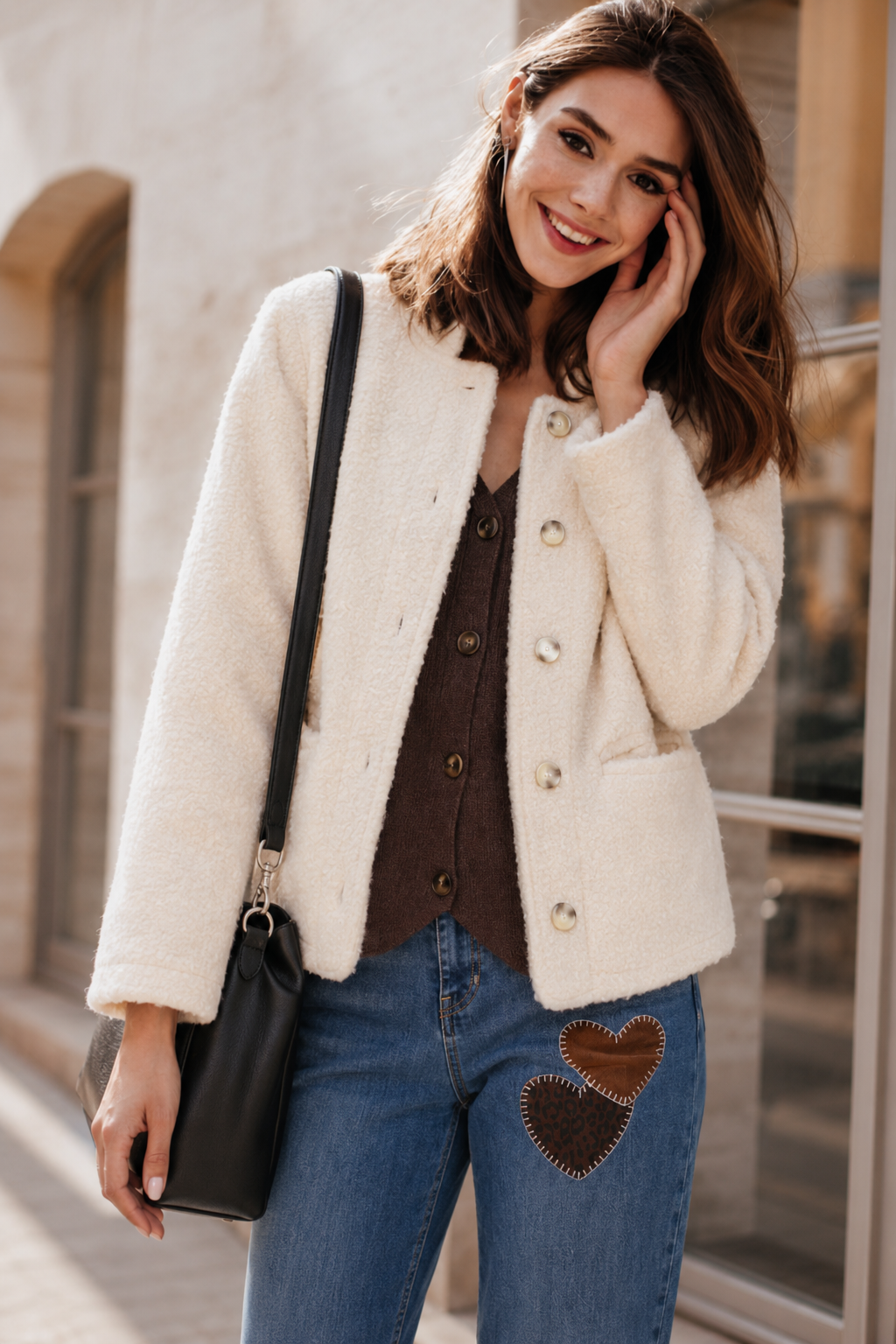 Boucle Button Front Jacket
