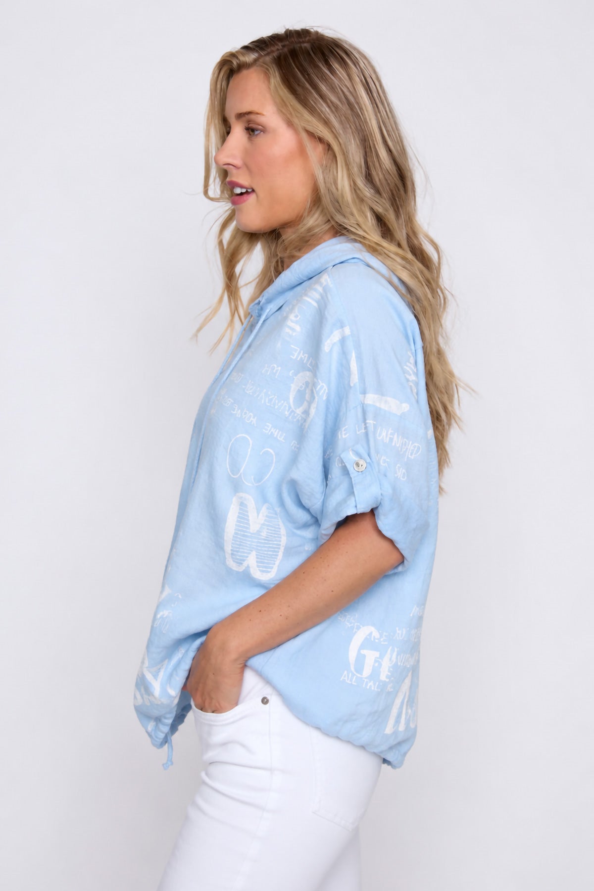 Alphabet print hoodie blouse