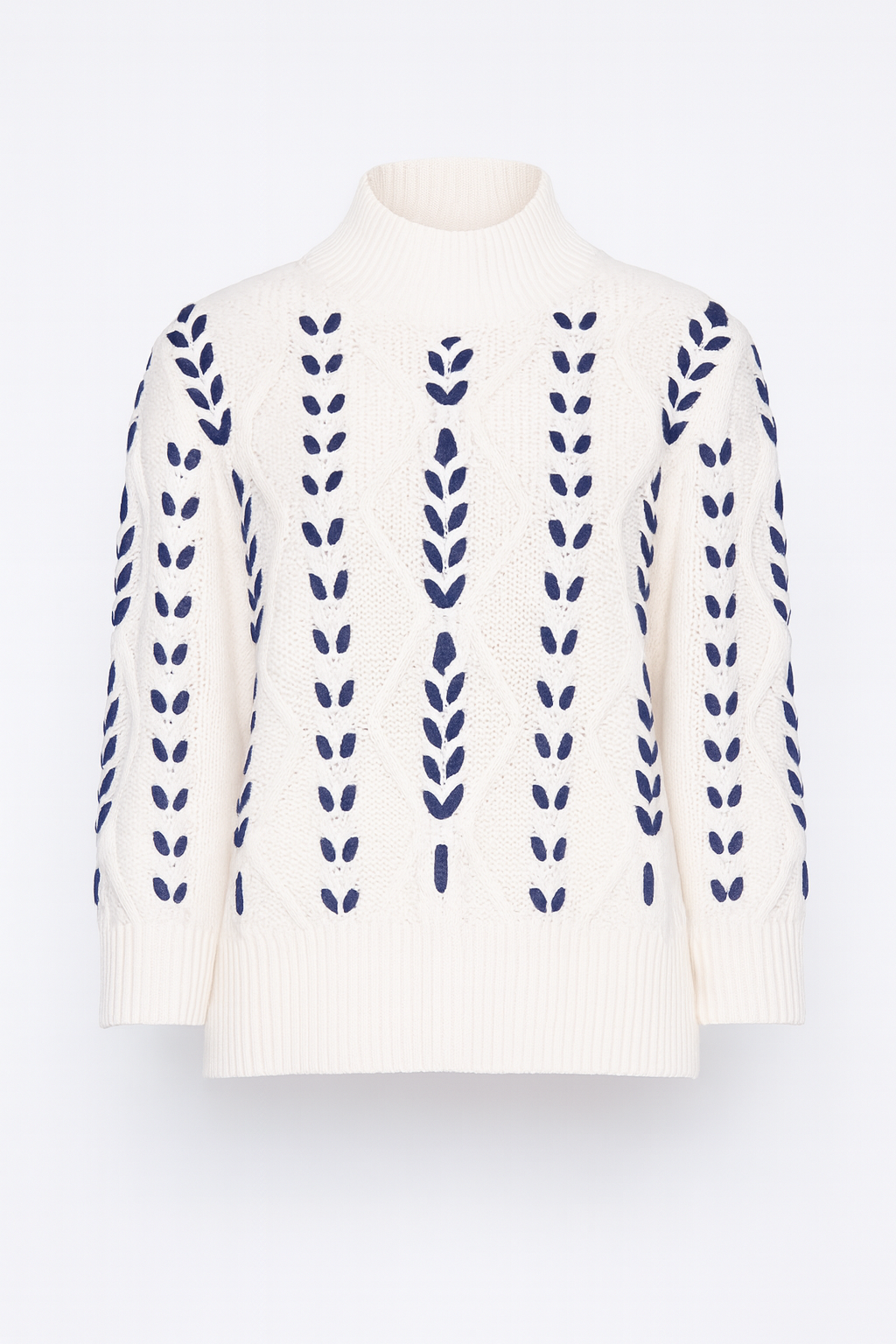 Cotton blend cable sweater