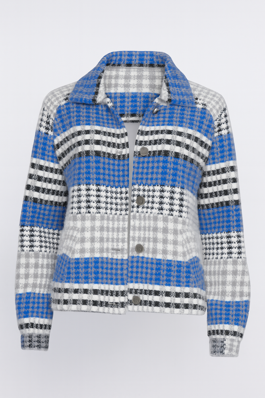 Eyelash houndstooth knit jacket