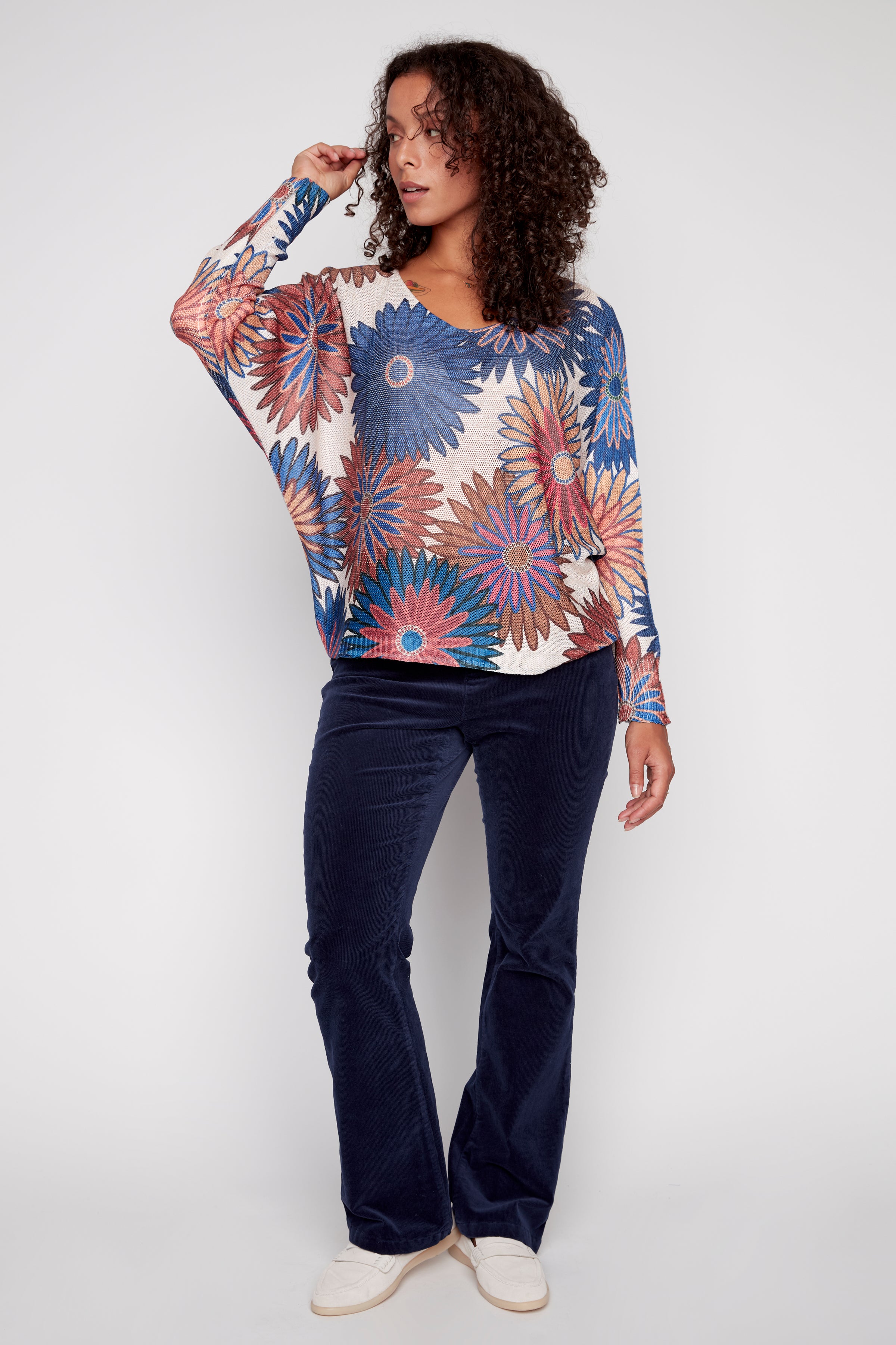 Dolman sleeve floral top