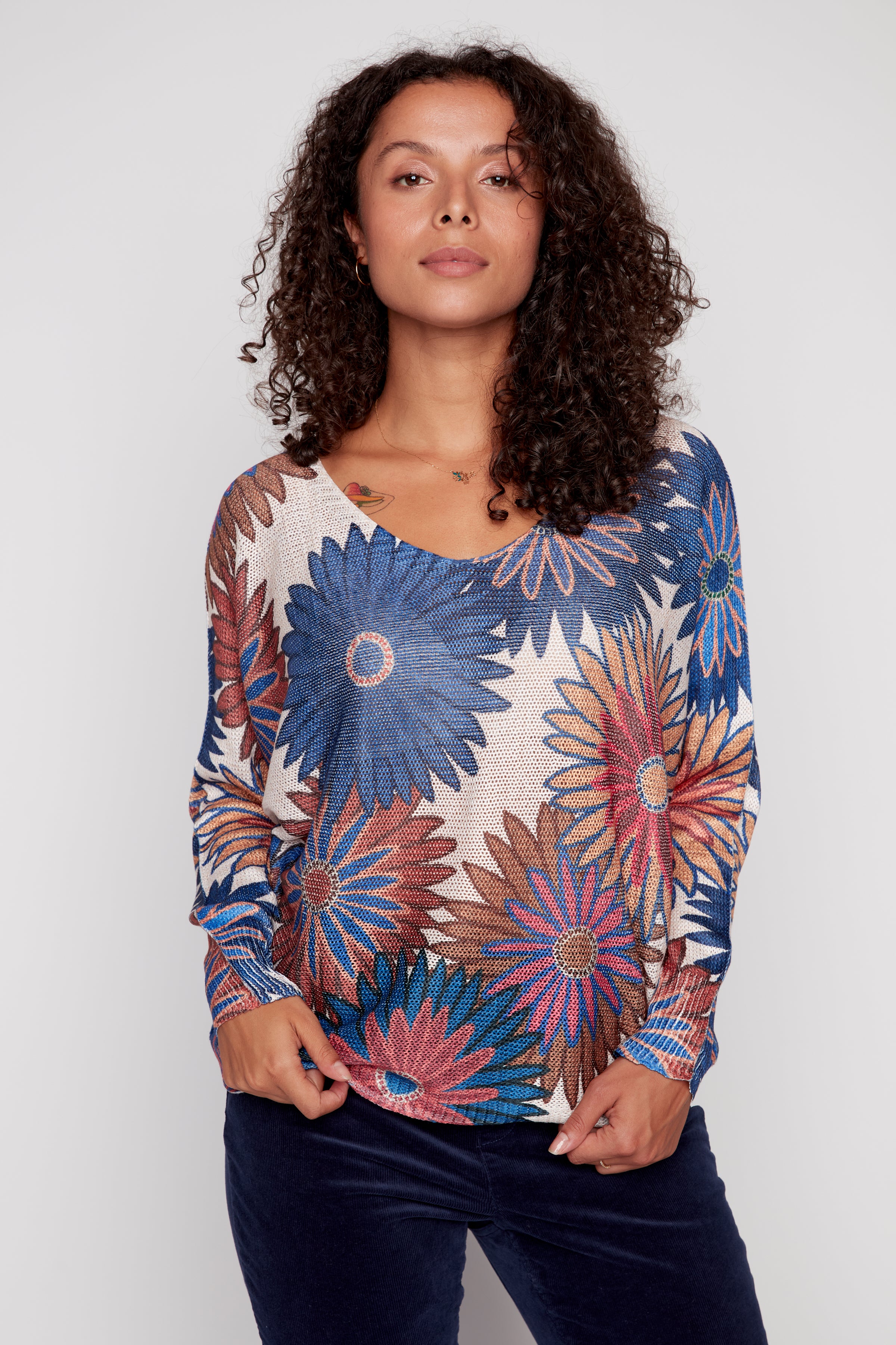 Dolman sleeve floral top