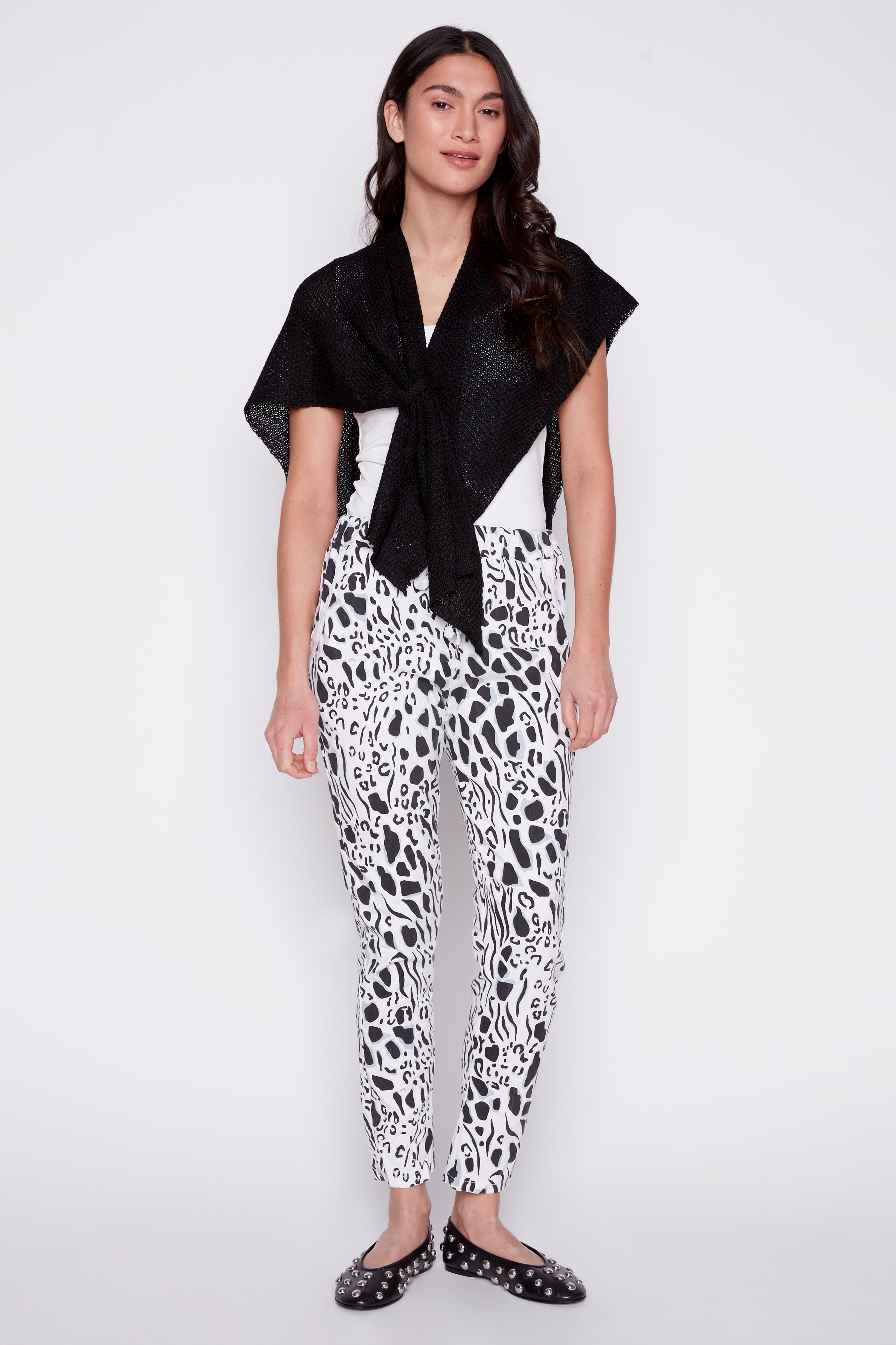 Animal print crinkle pant