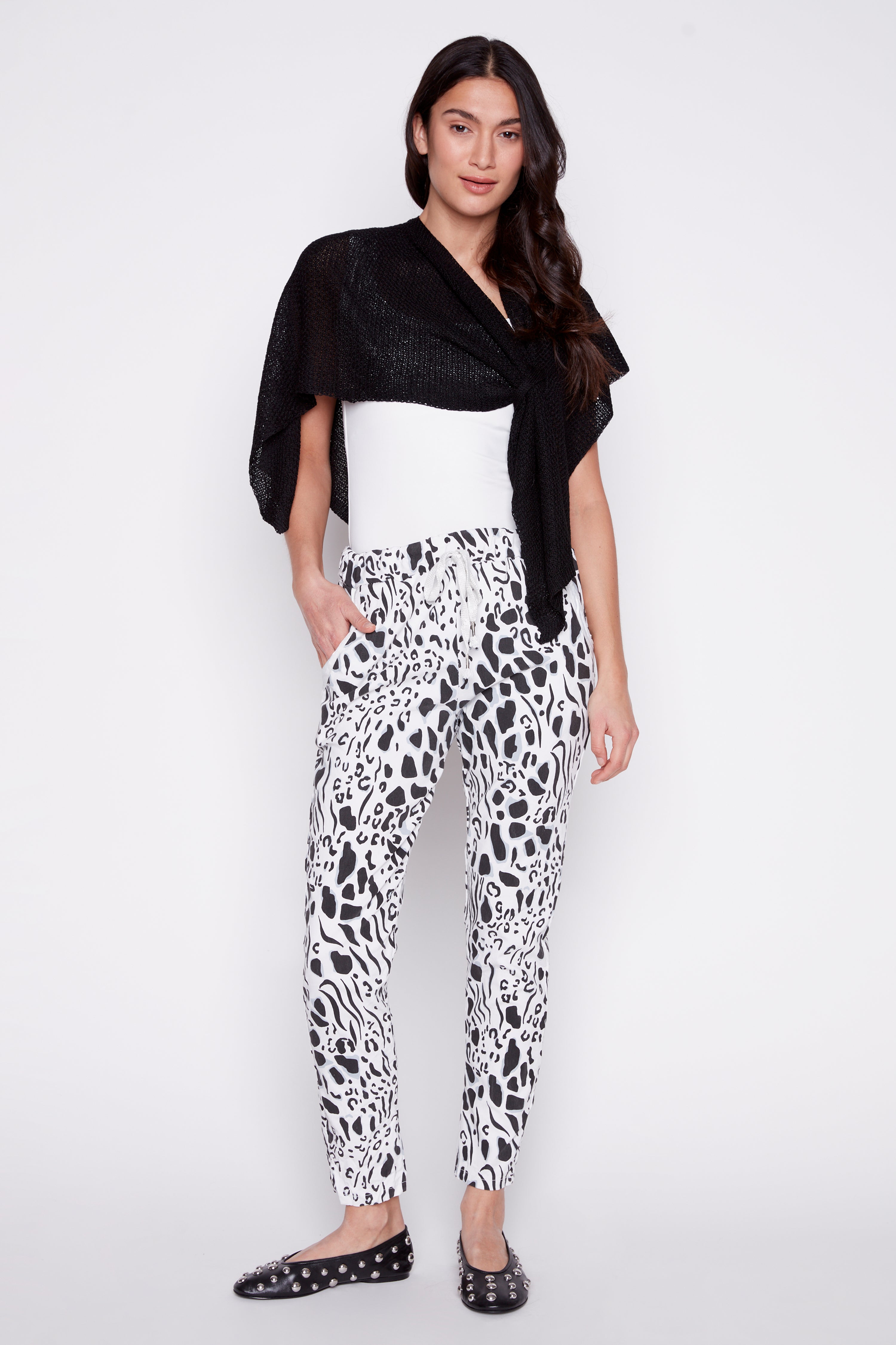 Animal print crinkle pant