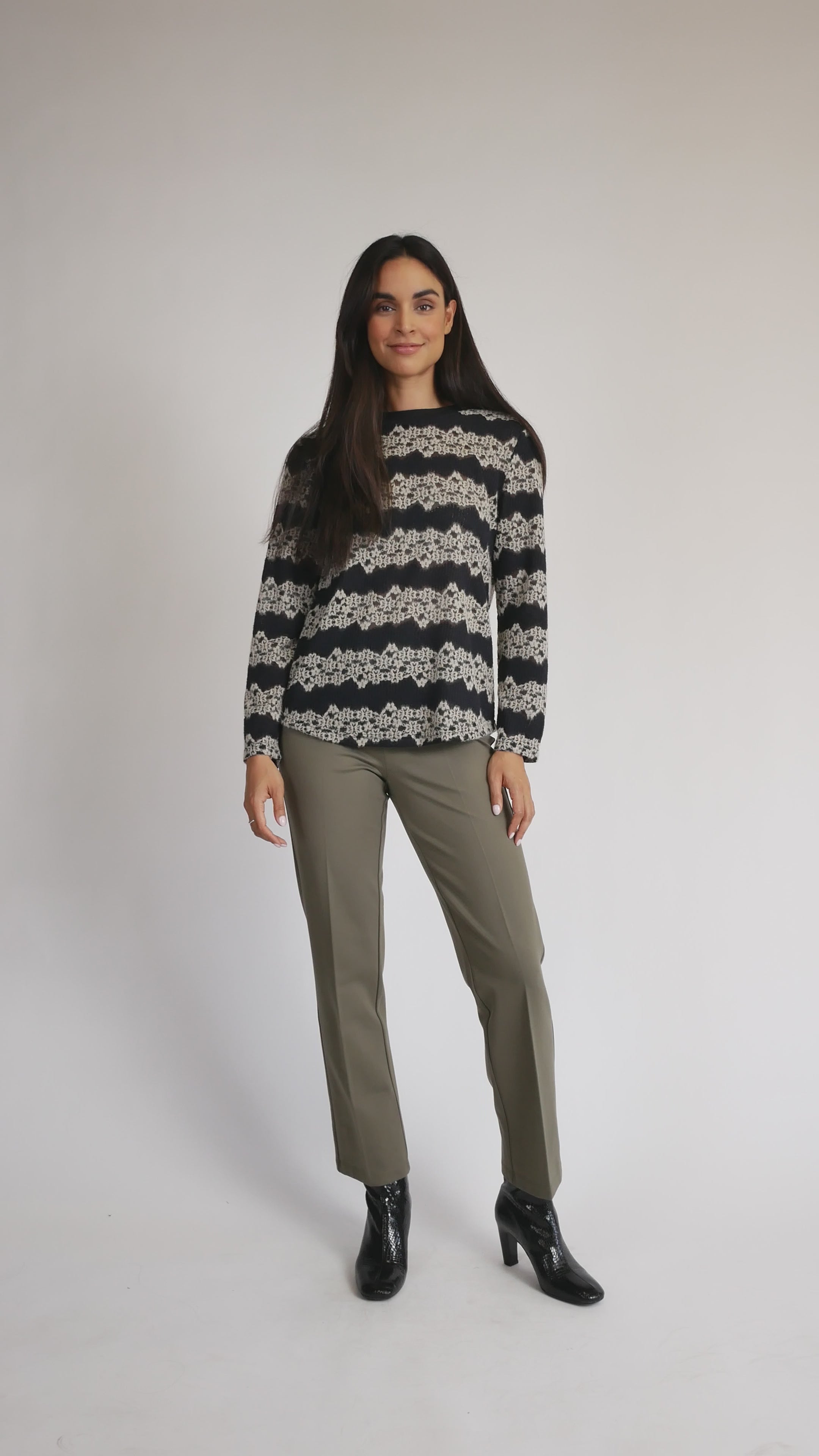 Two Tone Floral Lace Top in black video