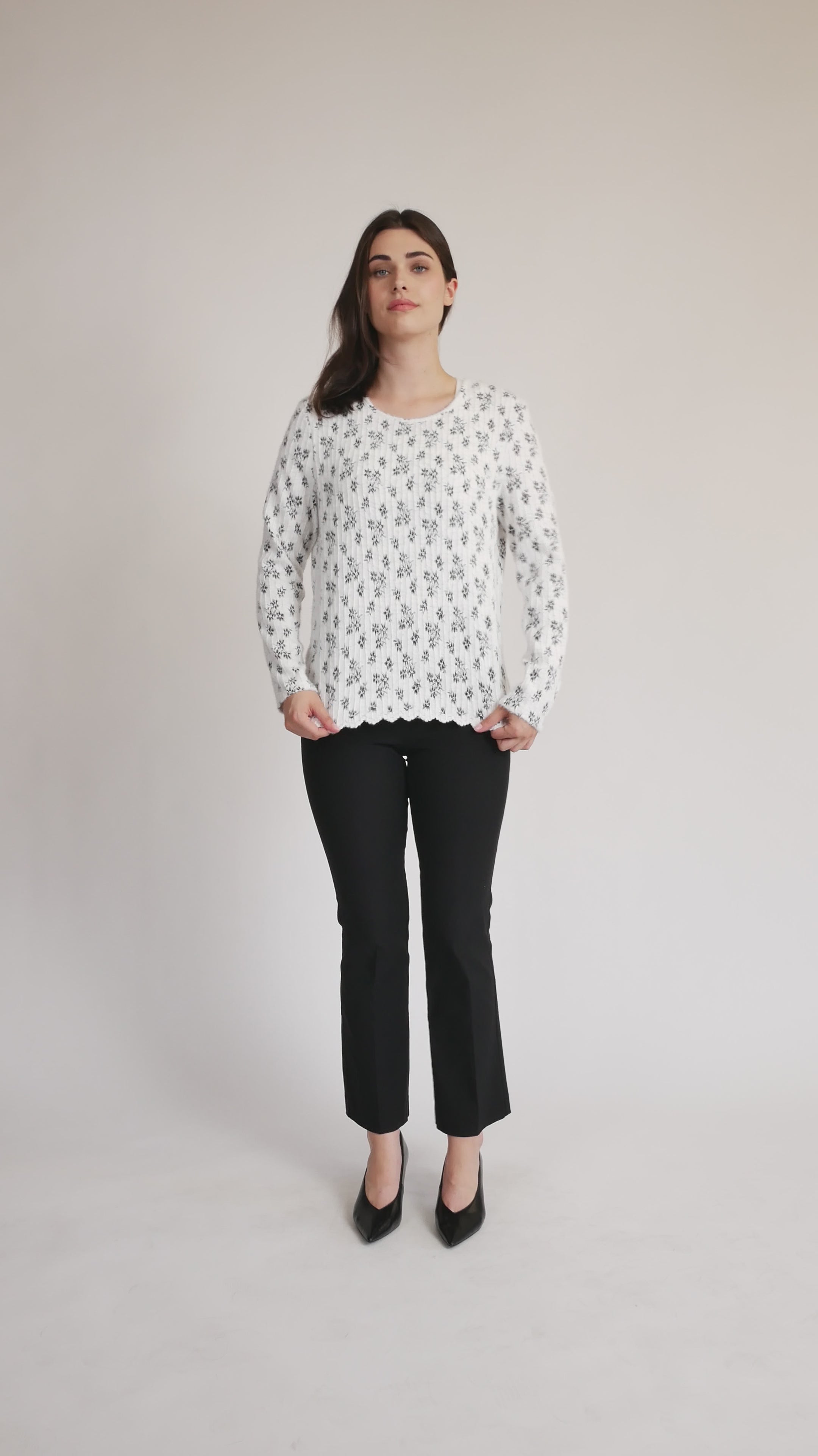 Floral Rib Knit Top in ivory video