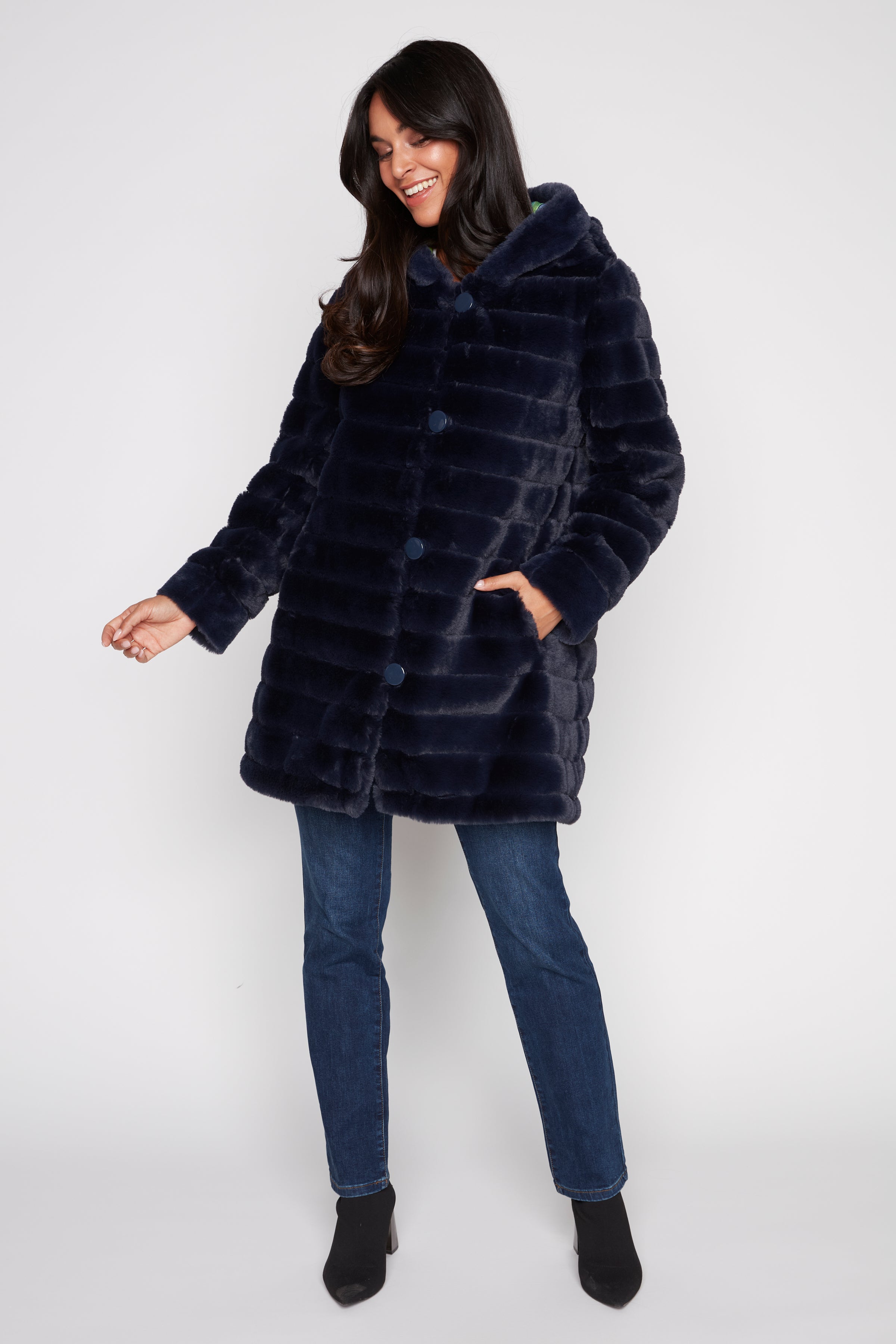 Reversible fun fur jacket