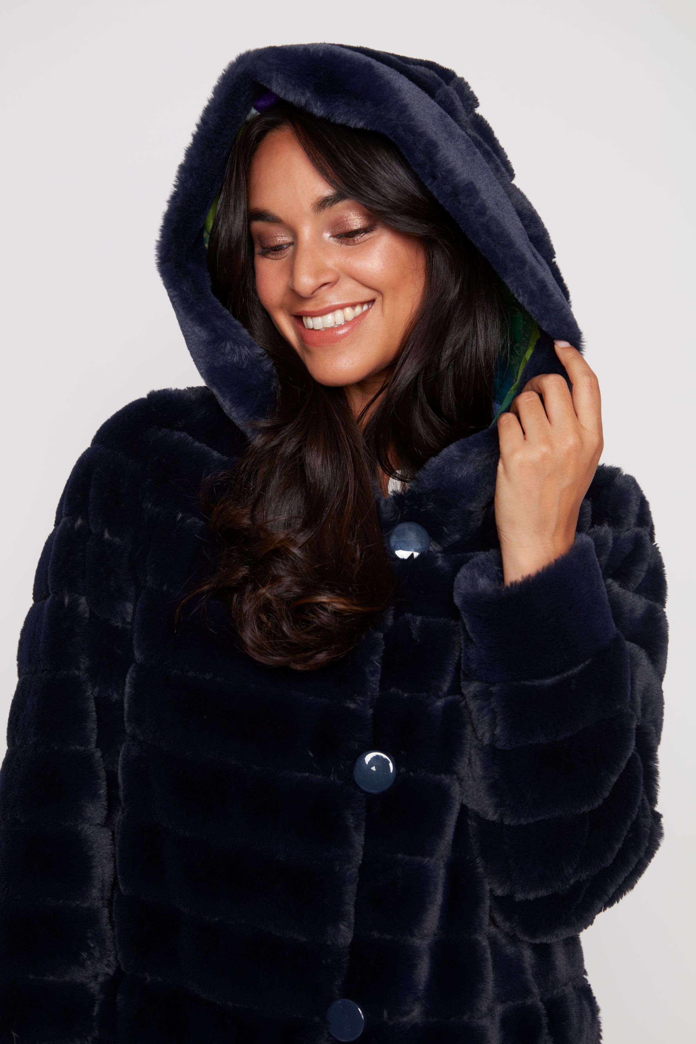 Reversible fun fur jacket