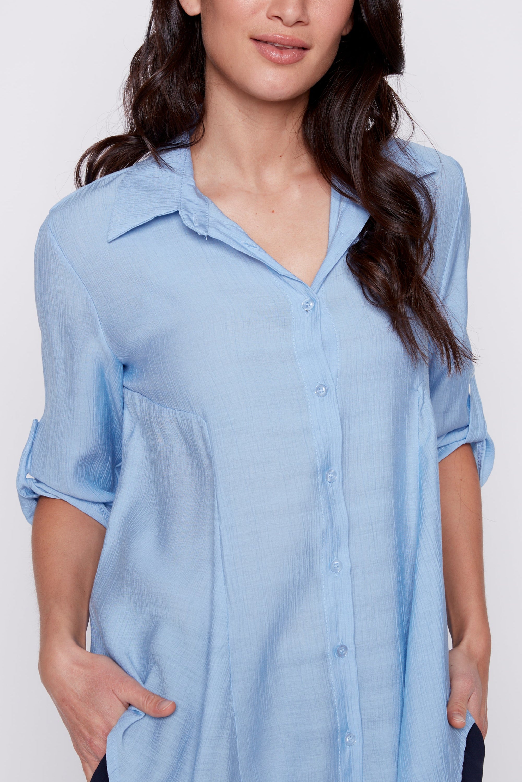 Solid crinkle blouse