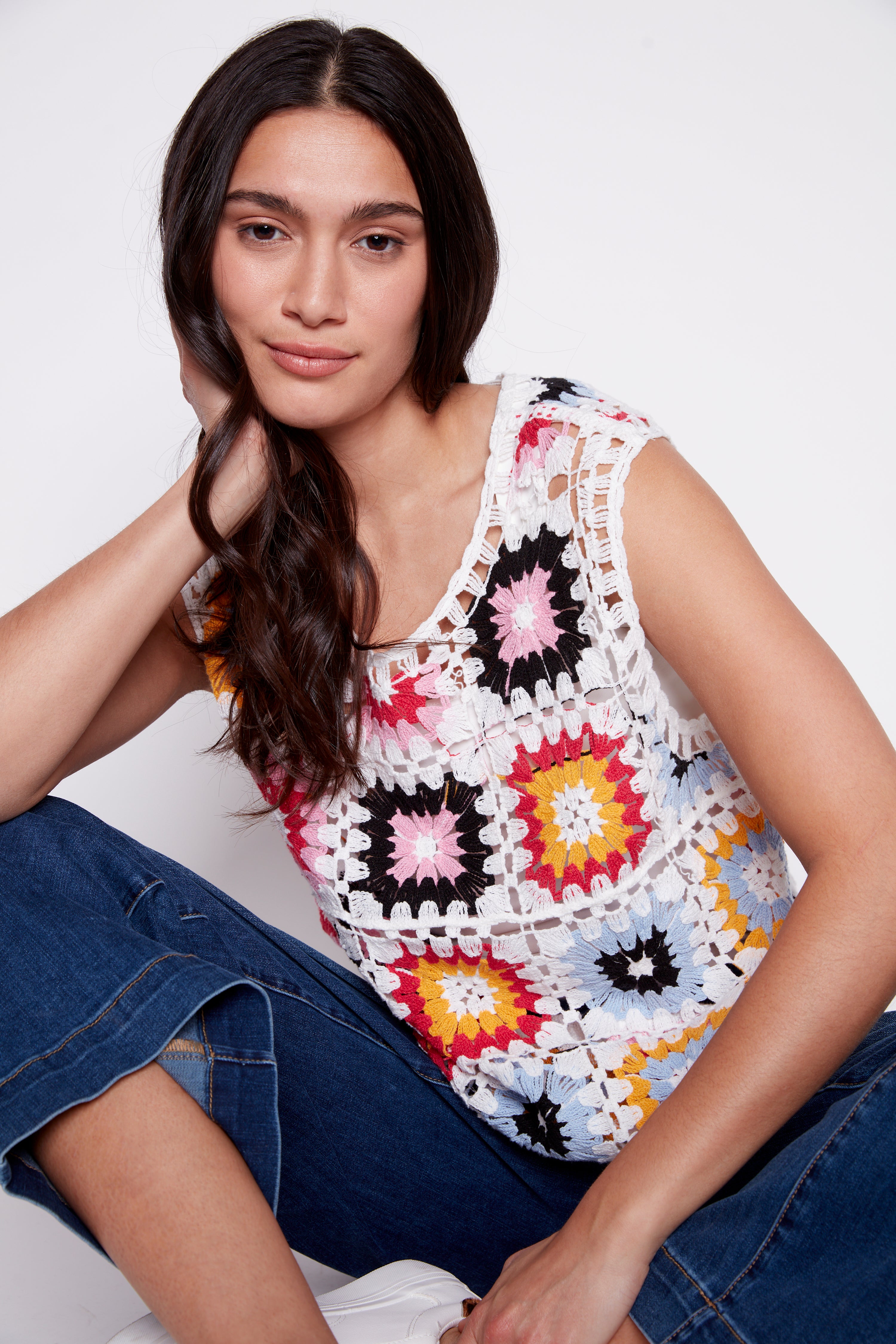 Multicolor crochet top